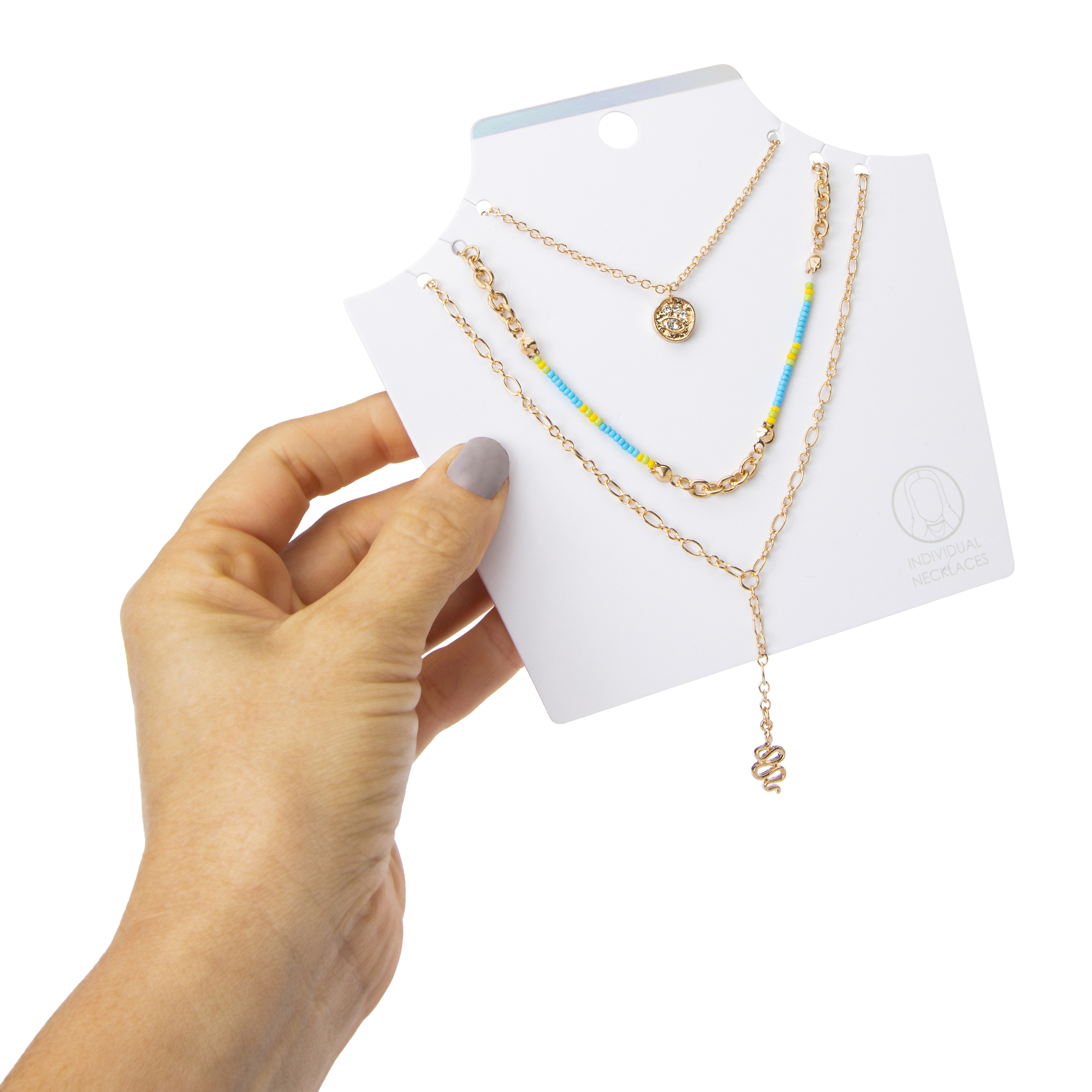 Snake Charm & Beaded Necklaces 3-Piece Set