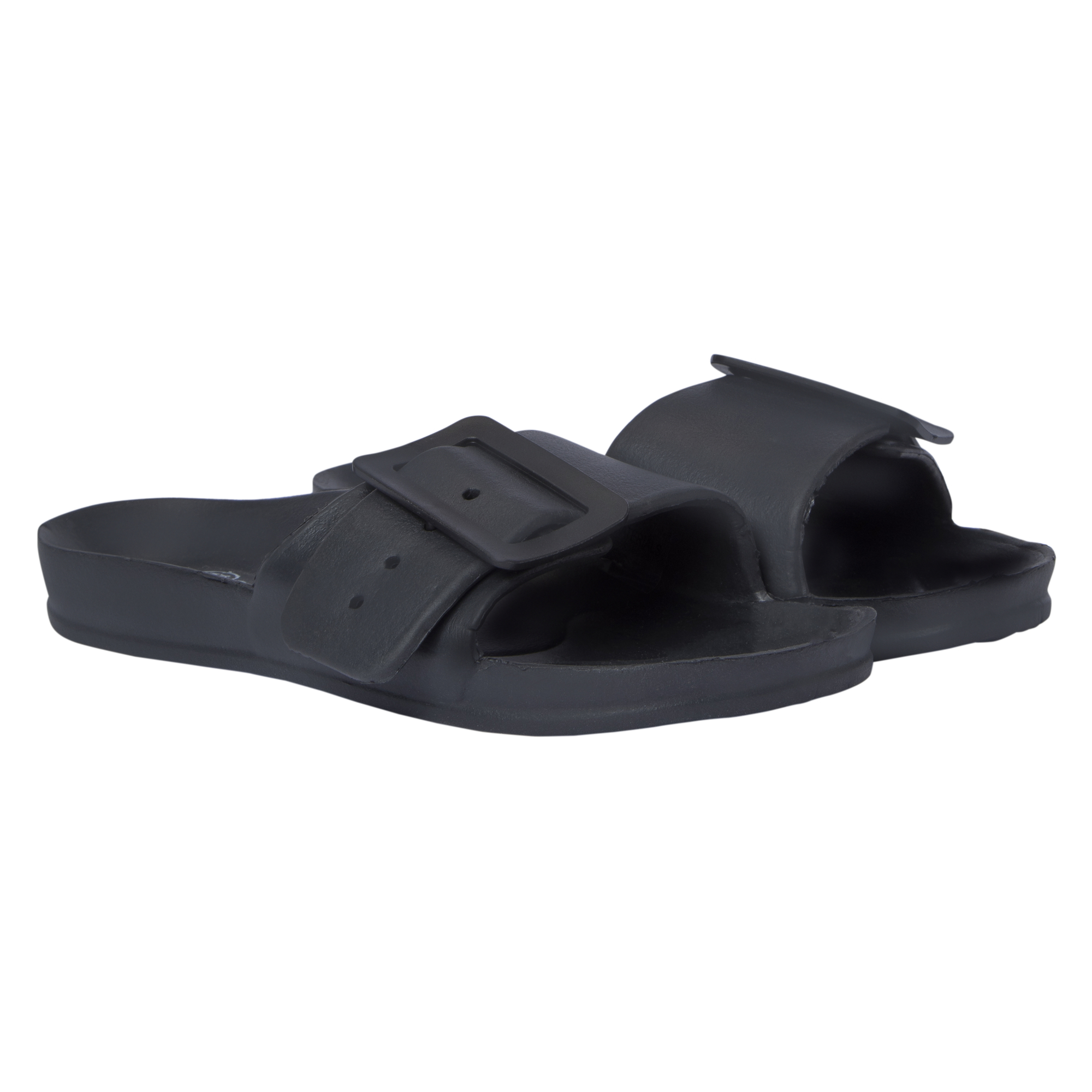 Black Eva Buckle Slide Sandals