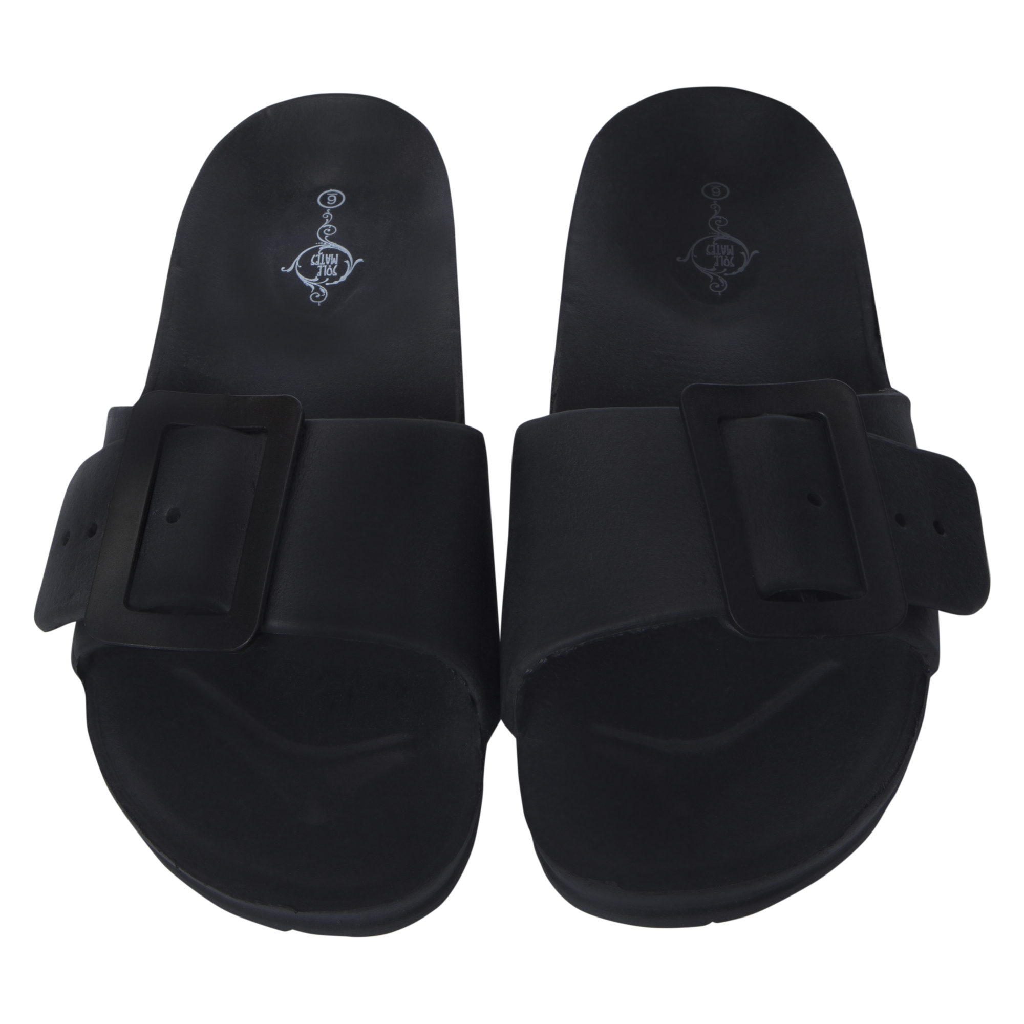 Black Eva Buckle Slide Sandals