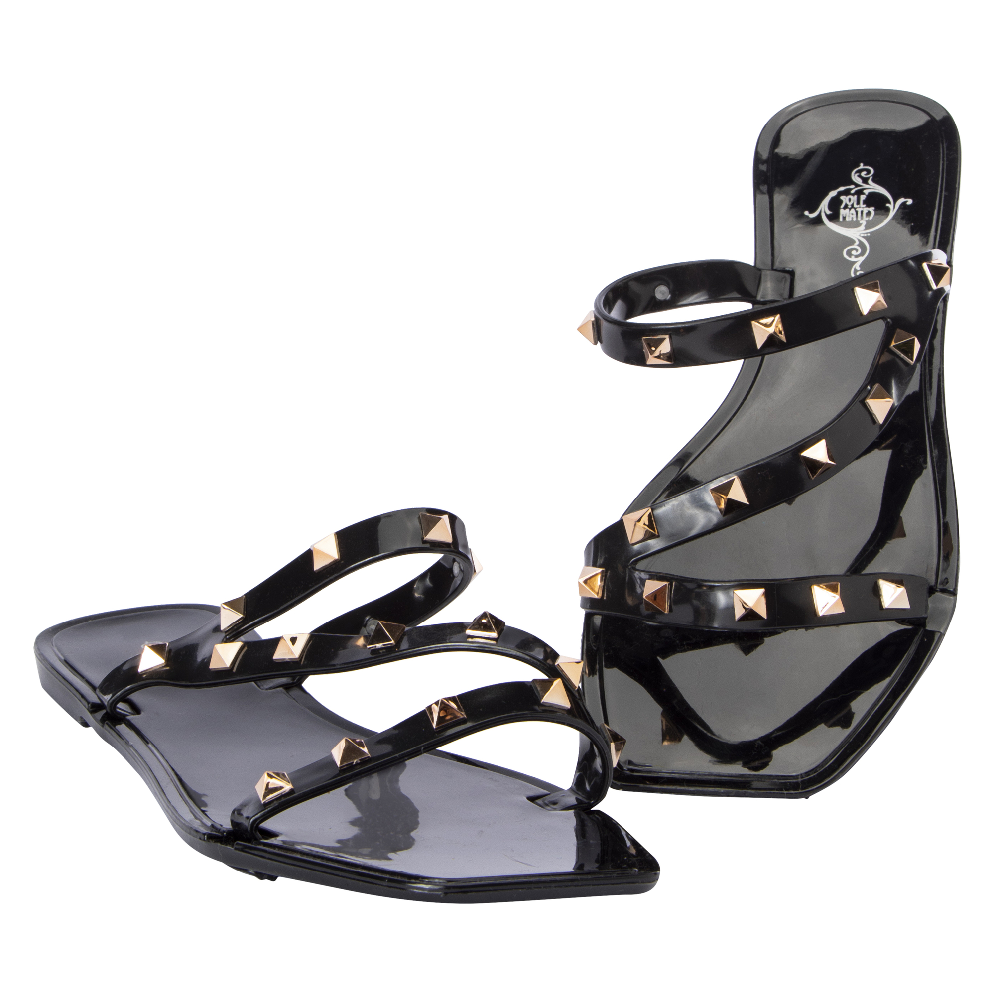 Ladies Nude Studded Strappy Sandals