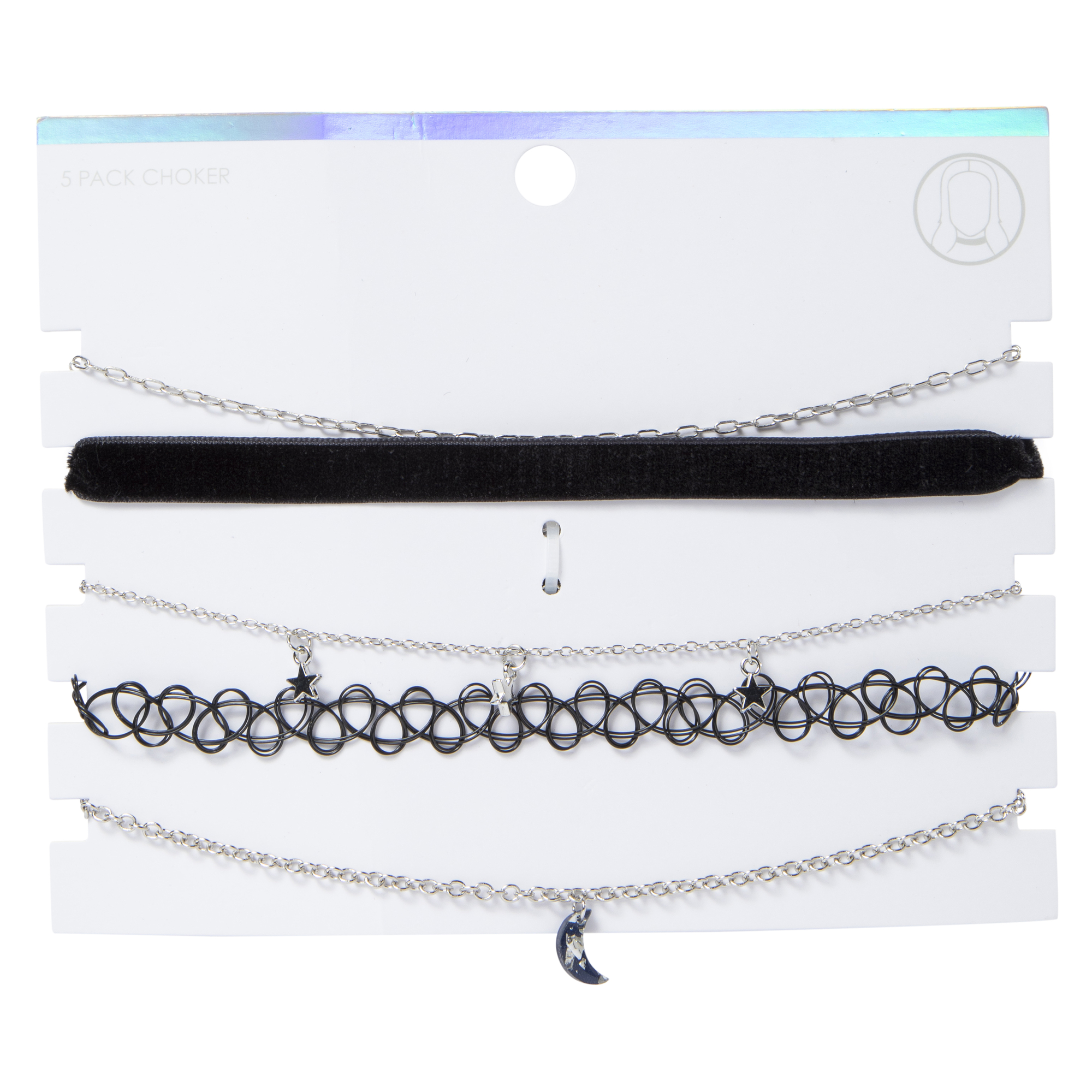 Moon & Stars 5-Piece Choker Necklace Set