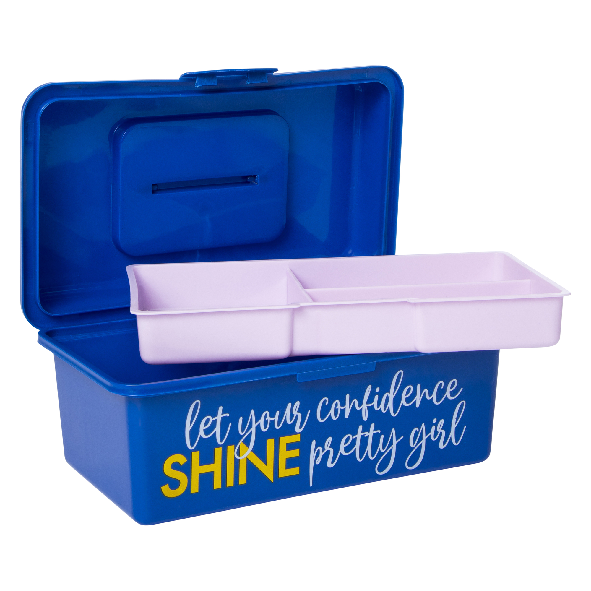 Storage Box With Organizer Tray 9.6in - Let Your Confidence Shine Pretty Girl