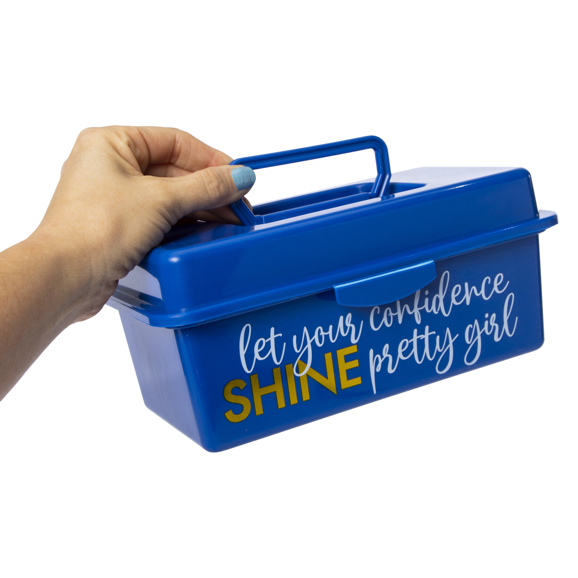 Storage Box With Organizer Tray 9.6in - Let Your Confidence Shine Pretty Girl
