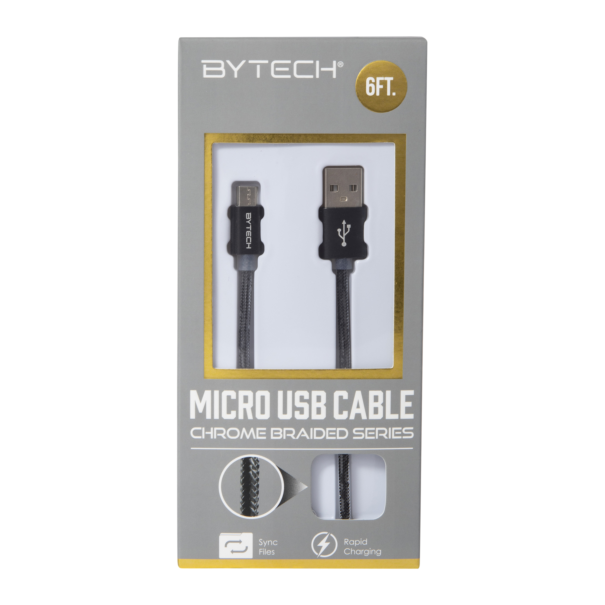 6ft Chrome Braided Micro-USB Cable
