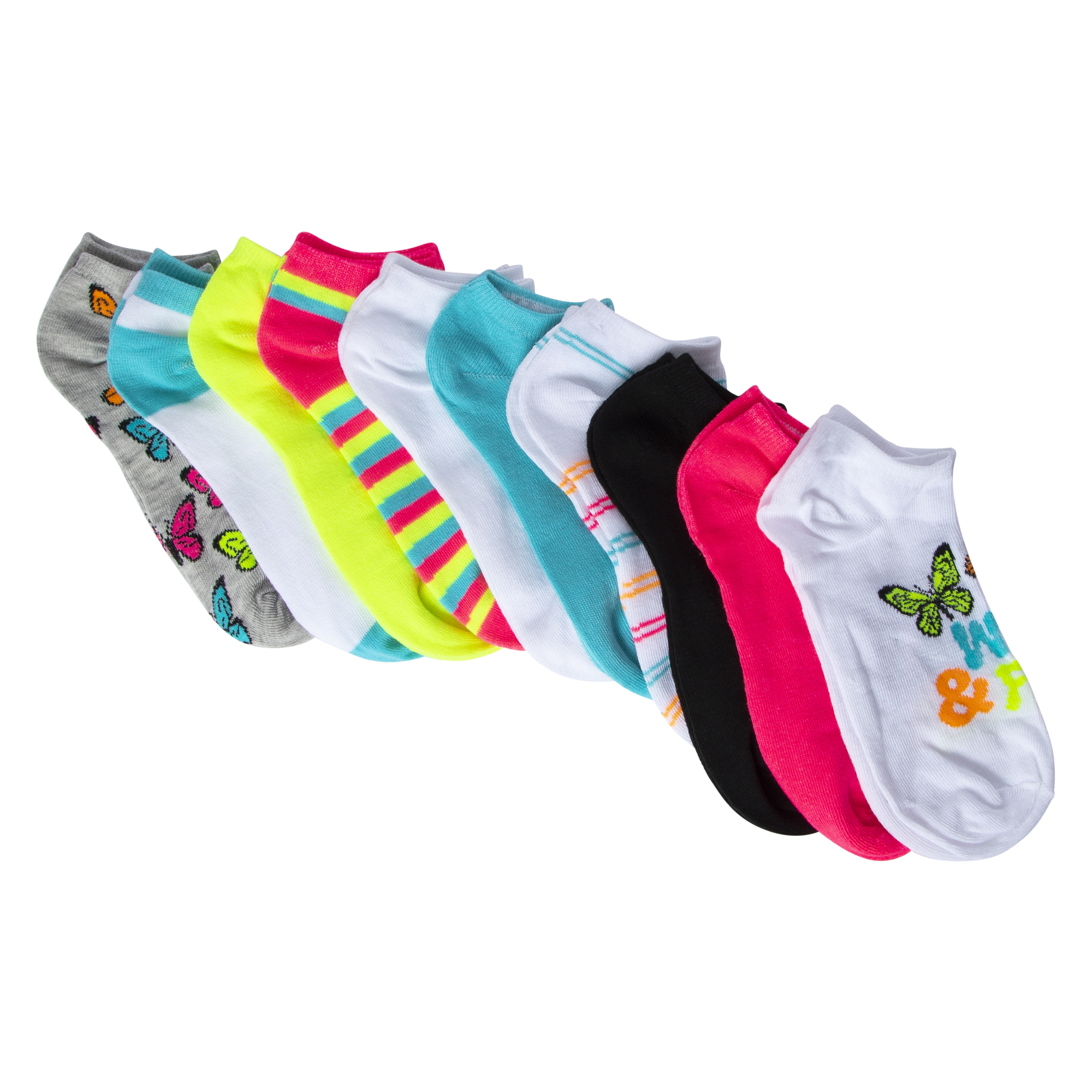 Ladies Low Cut Socks, Black & White 5-Pack