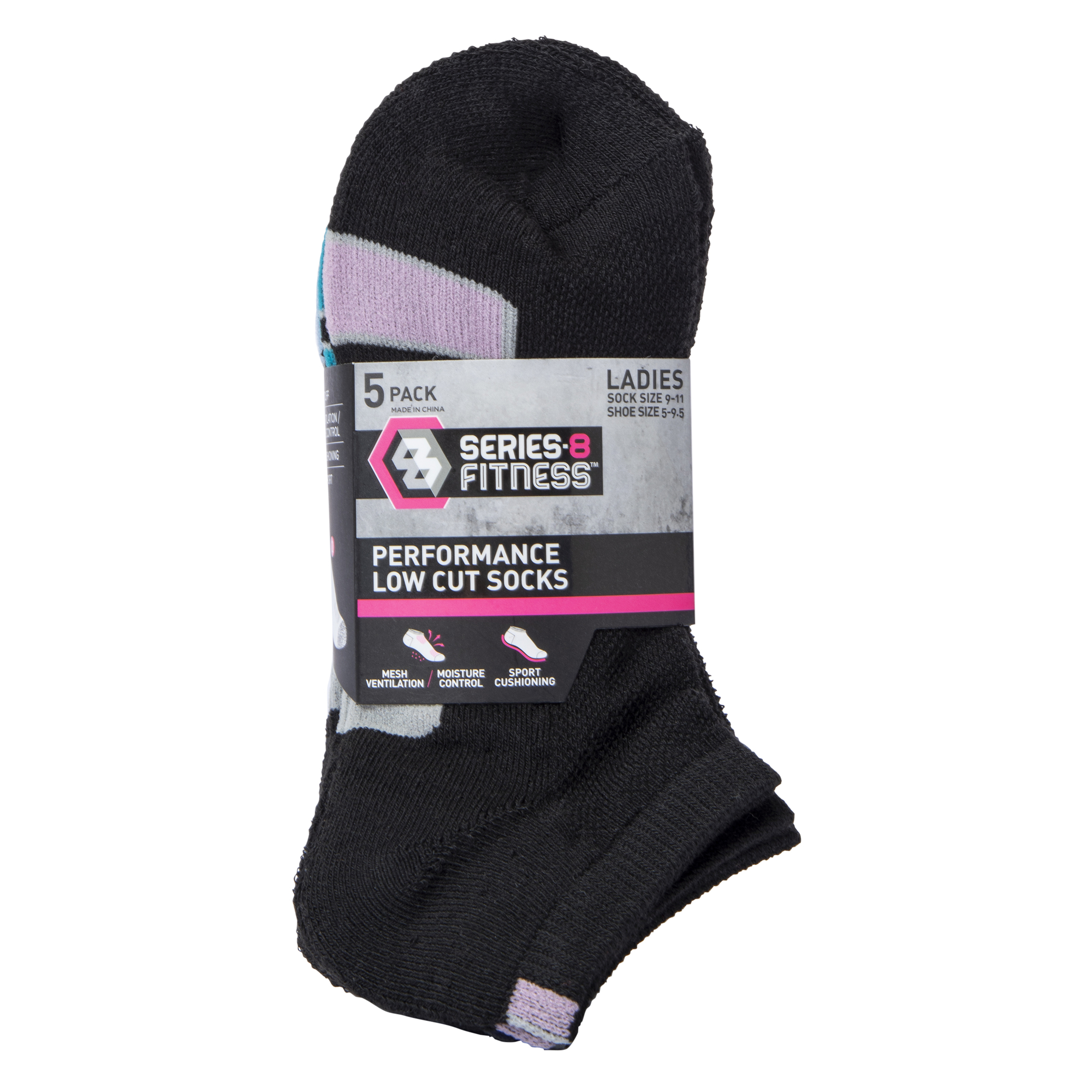 Series-8 Fitness™ Women's Low-Cut Socks 5-Pack - White & Pastel
