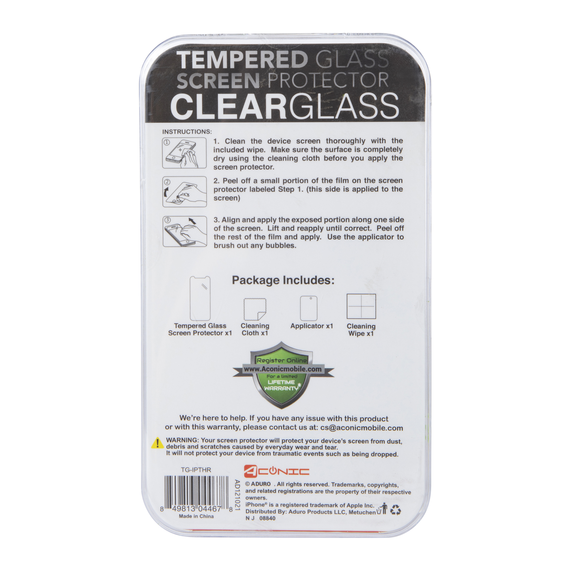 iPhone 13 Pro®/13®/12 Pro®/12®/11®/Xr® Tempered Glass Screen Protector