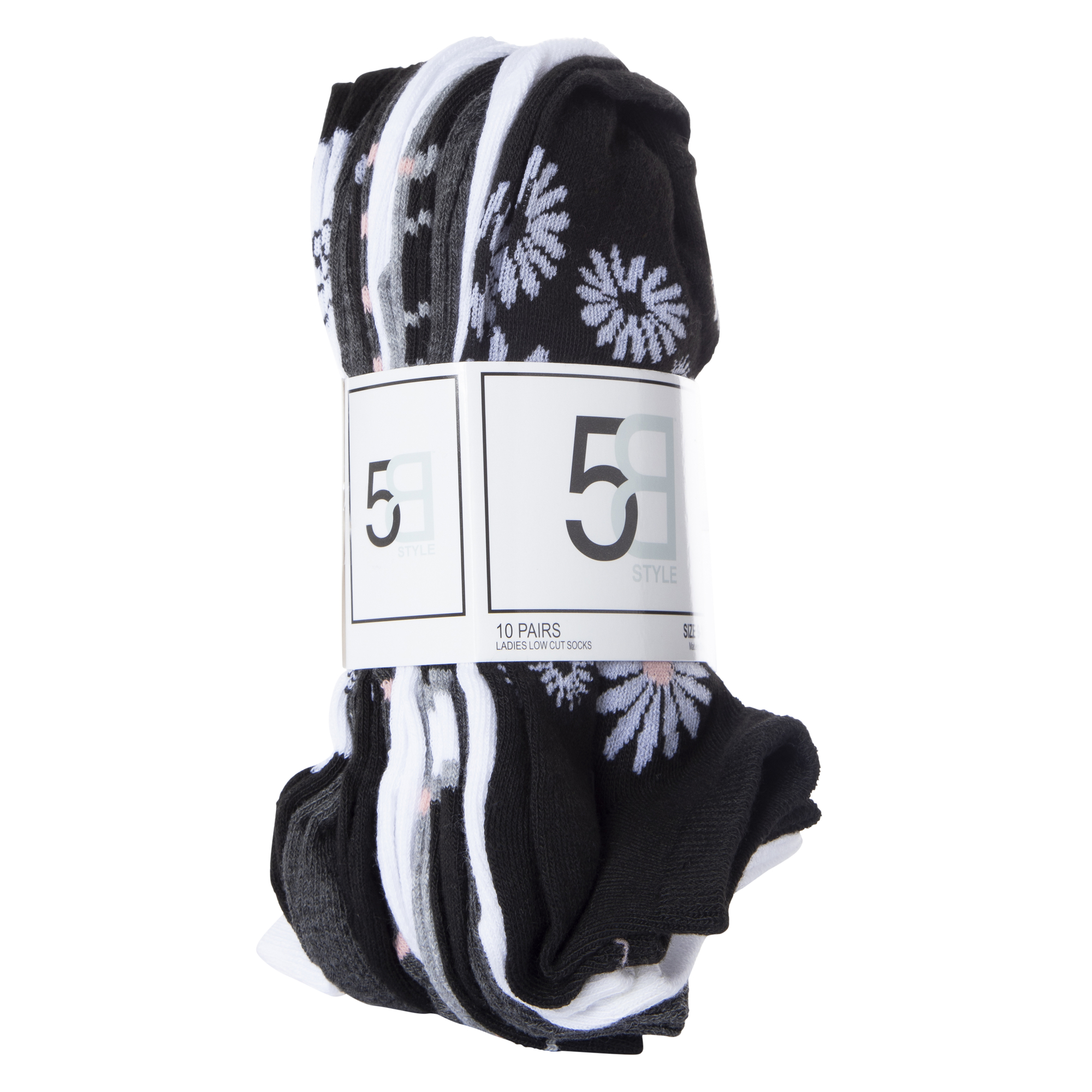 Ladies Low-Cut Socks 10-Pack - Daisy Print