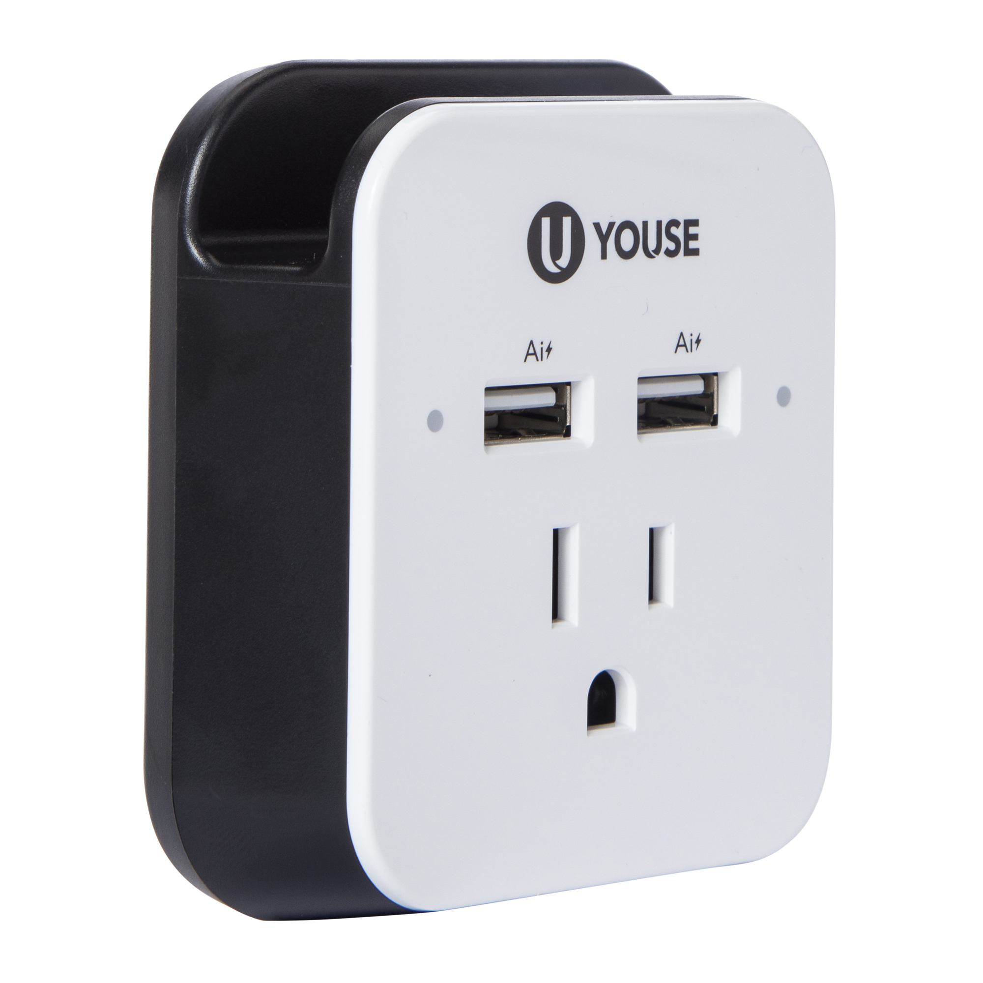 Dual USB Wall Charger With Outlet & Phone Holder 15W