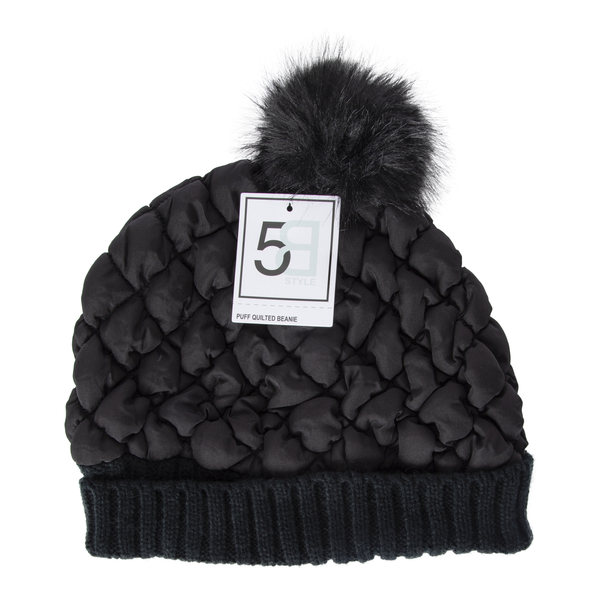 Quilted Puffer Beanie Hat
