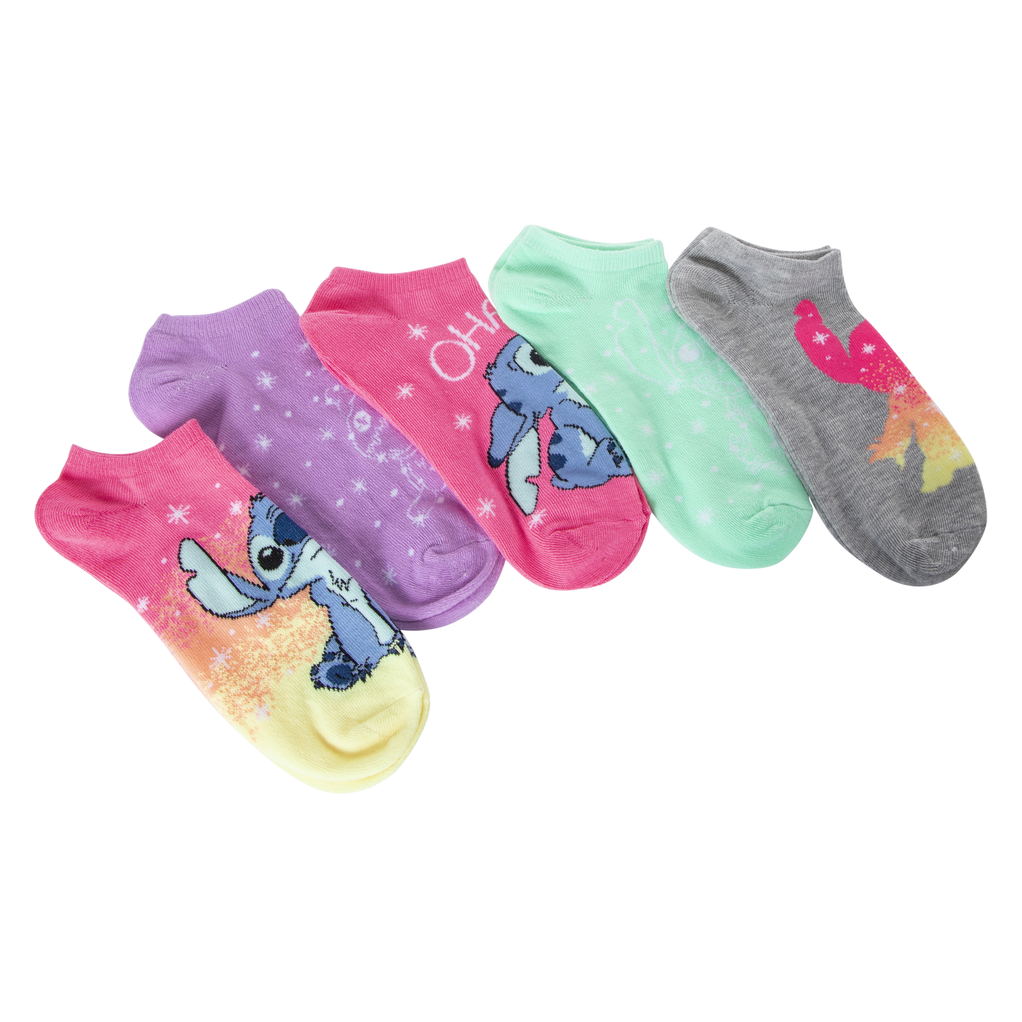 Disney Lilo & Stitch Ombre Stars No Show Socks 5-Pack