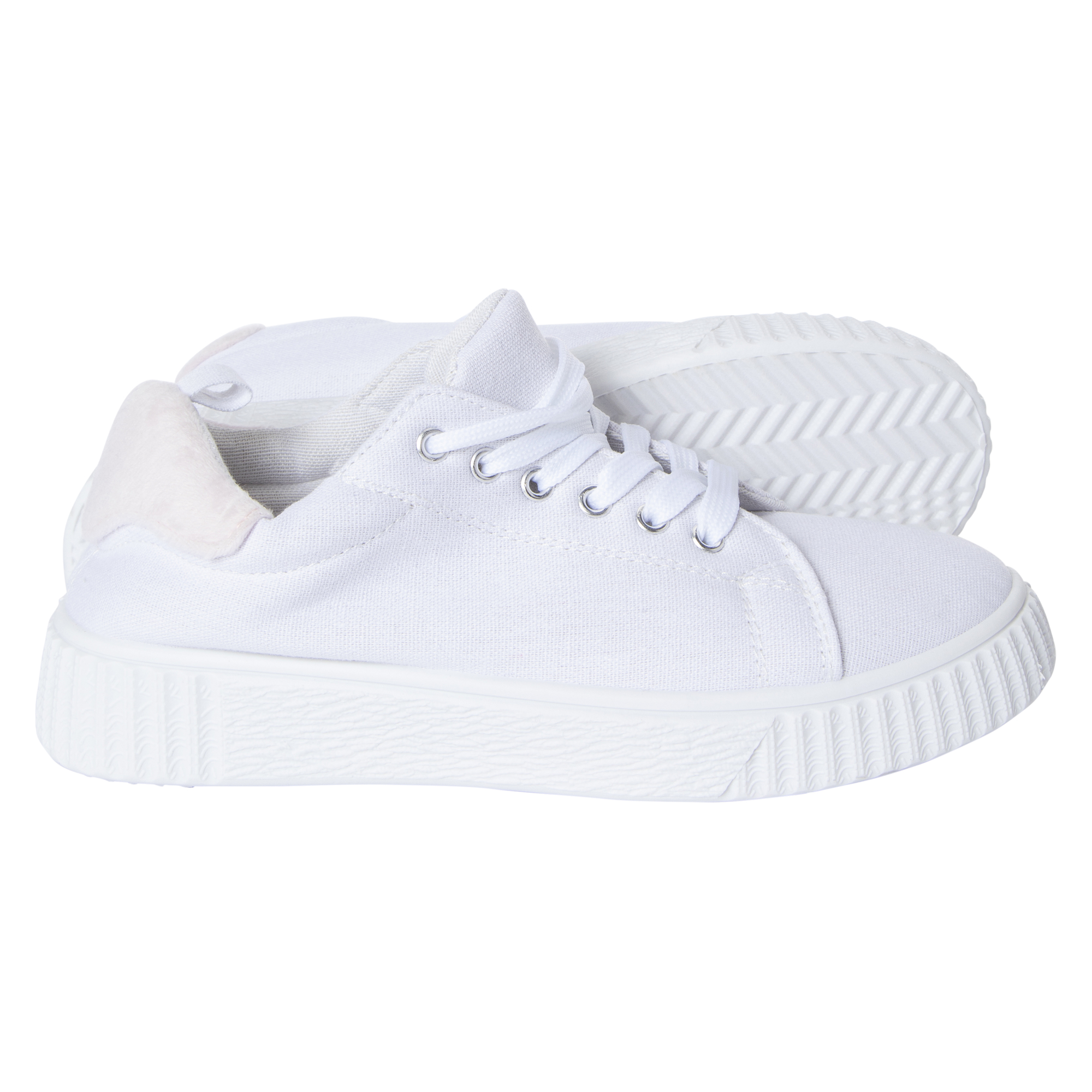 Ladies Black & White Sneakers With Faux Fur Trim