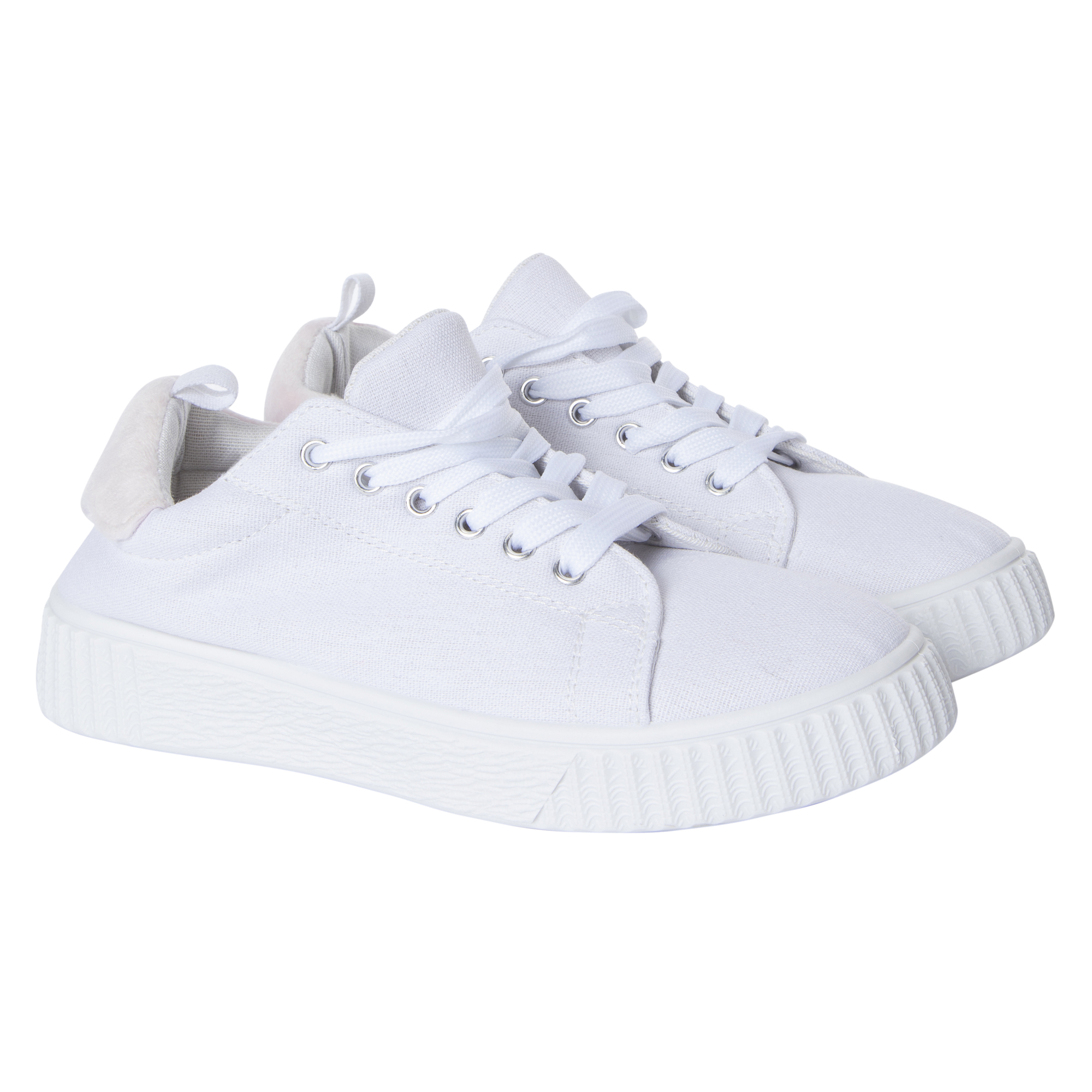 Ladies Black & White Sneakers With Faux Fur Trim