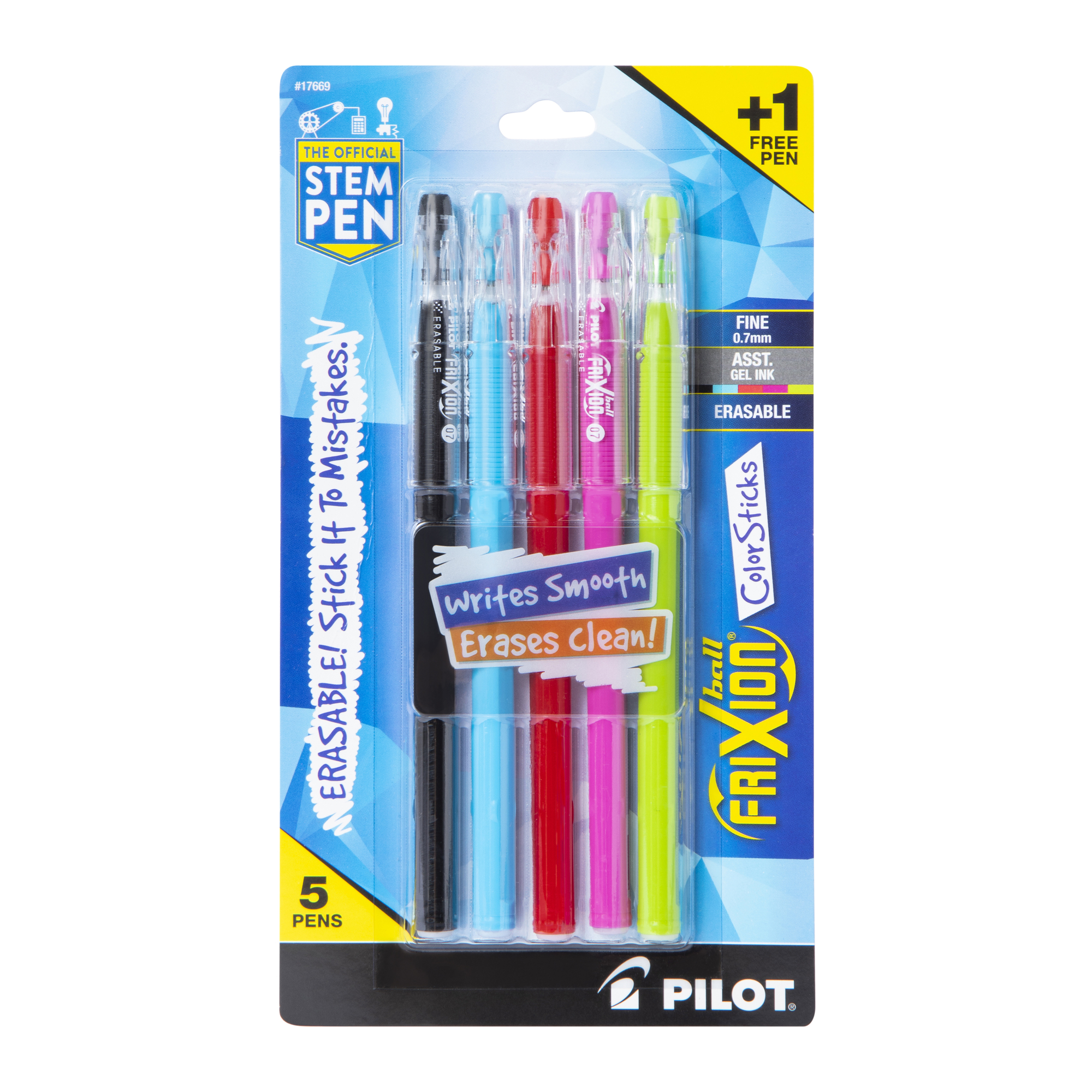 Pilot® Frixion Ball® Color Sticks Erasable Gel ink Pens 5-Count