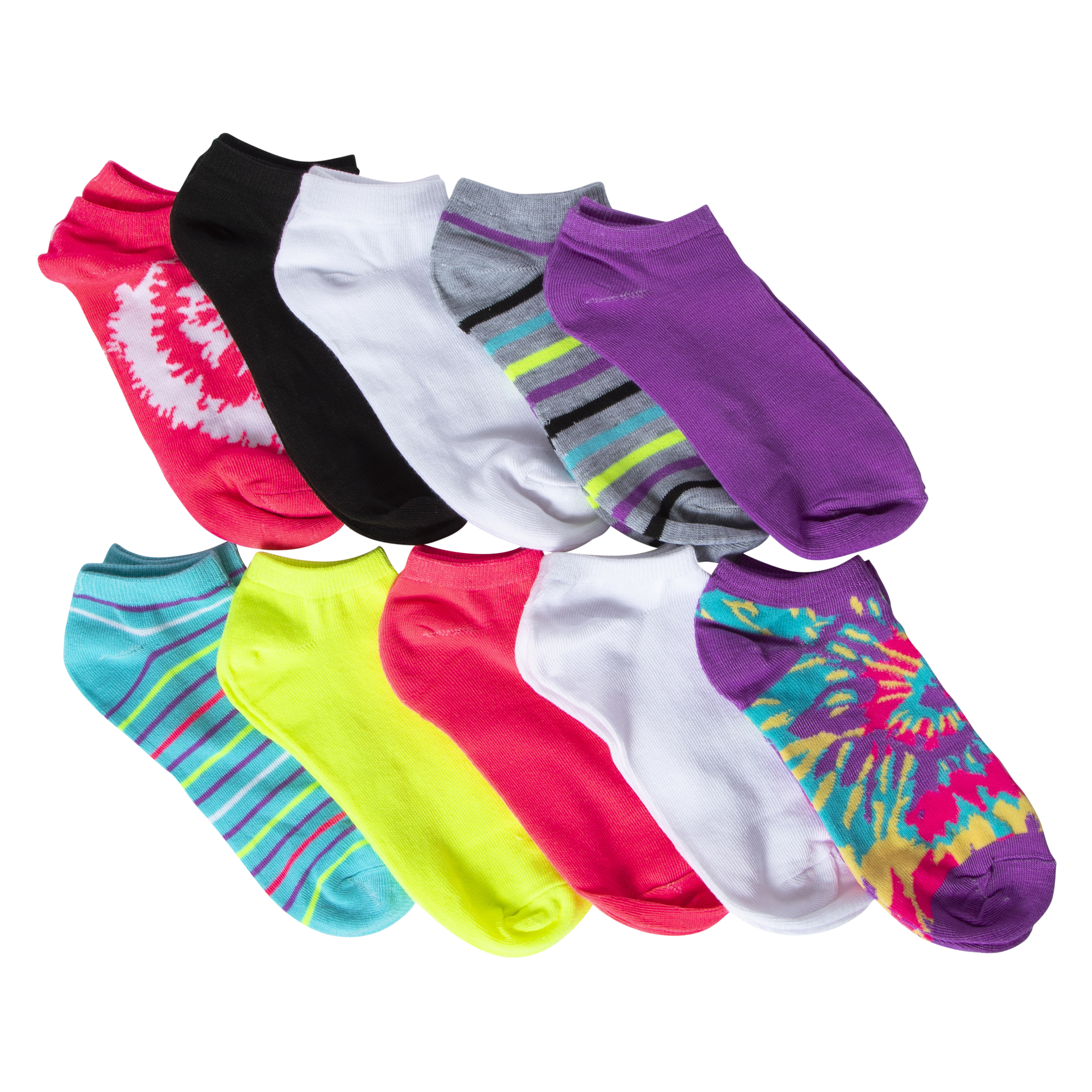 Ladies Tie Dye Ankle Socks 10-Pack