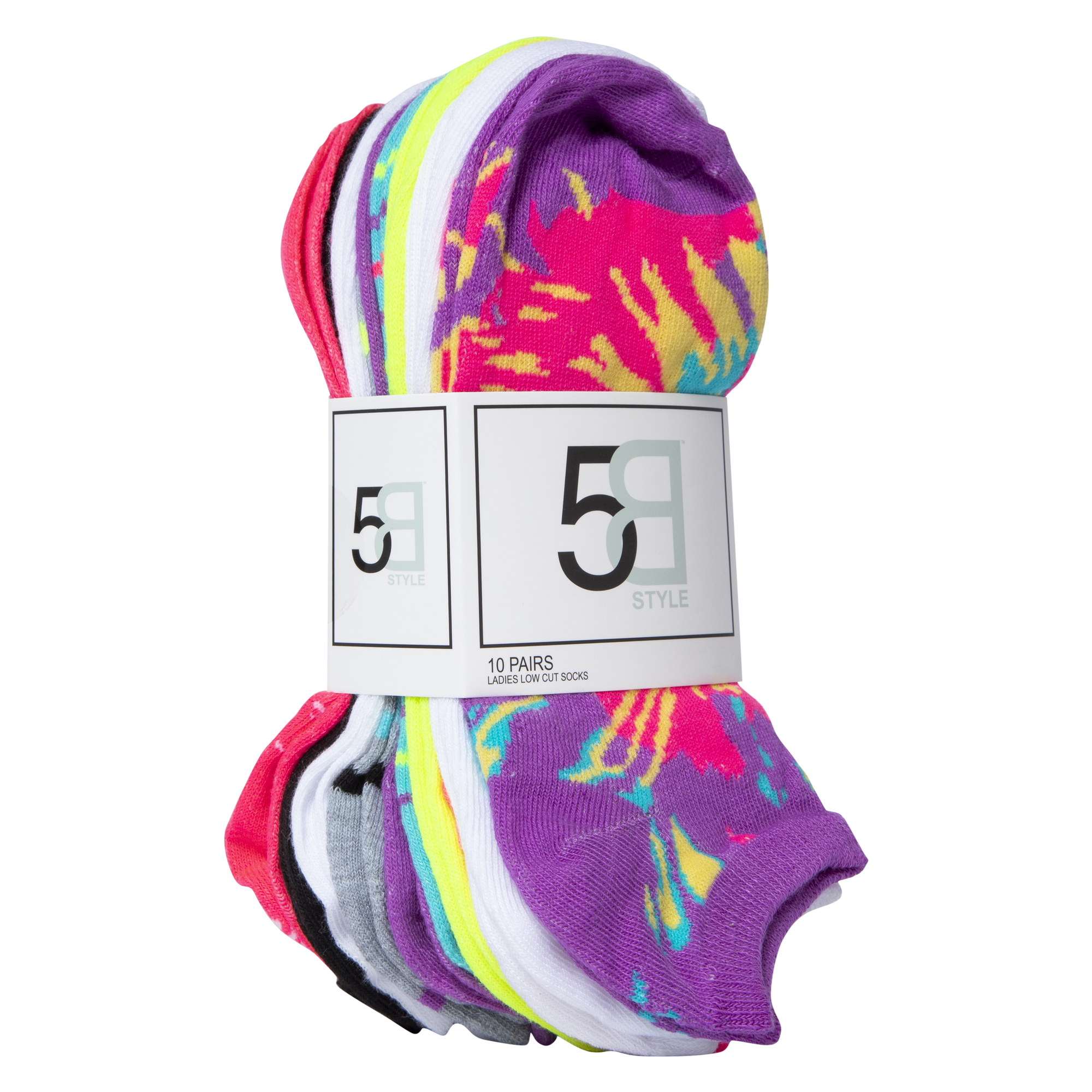 Ladies Tie Dye Ankle Socks 10-Pack