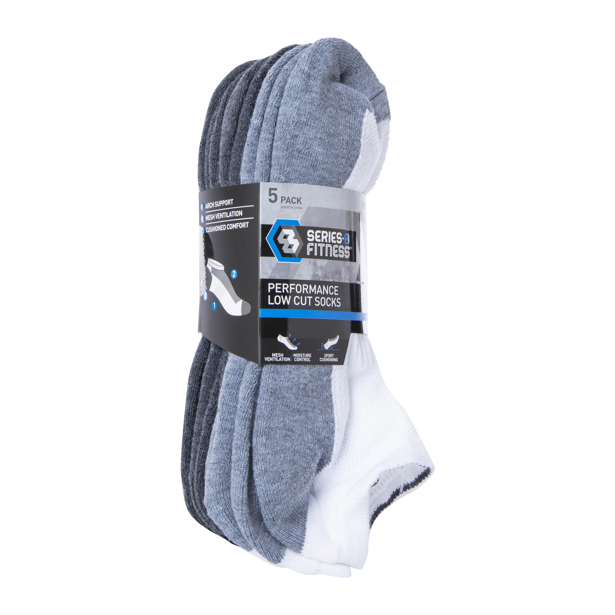 Series-8 Fitness™ Men's Low-Cut Performance Socks 5-Pack