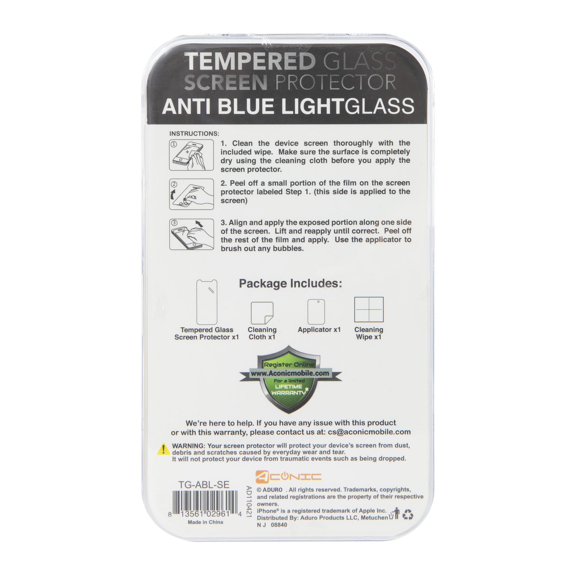 iPhone Se®/8®/7®/6® Tempered Glass Blue Light Protector