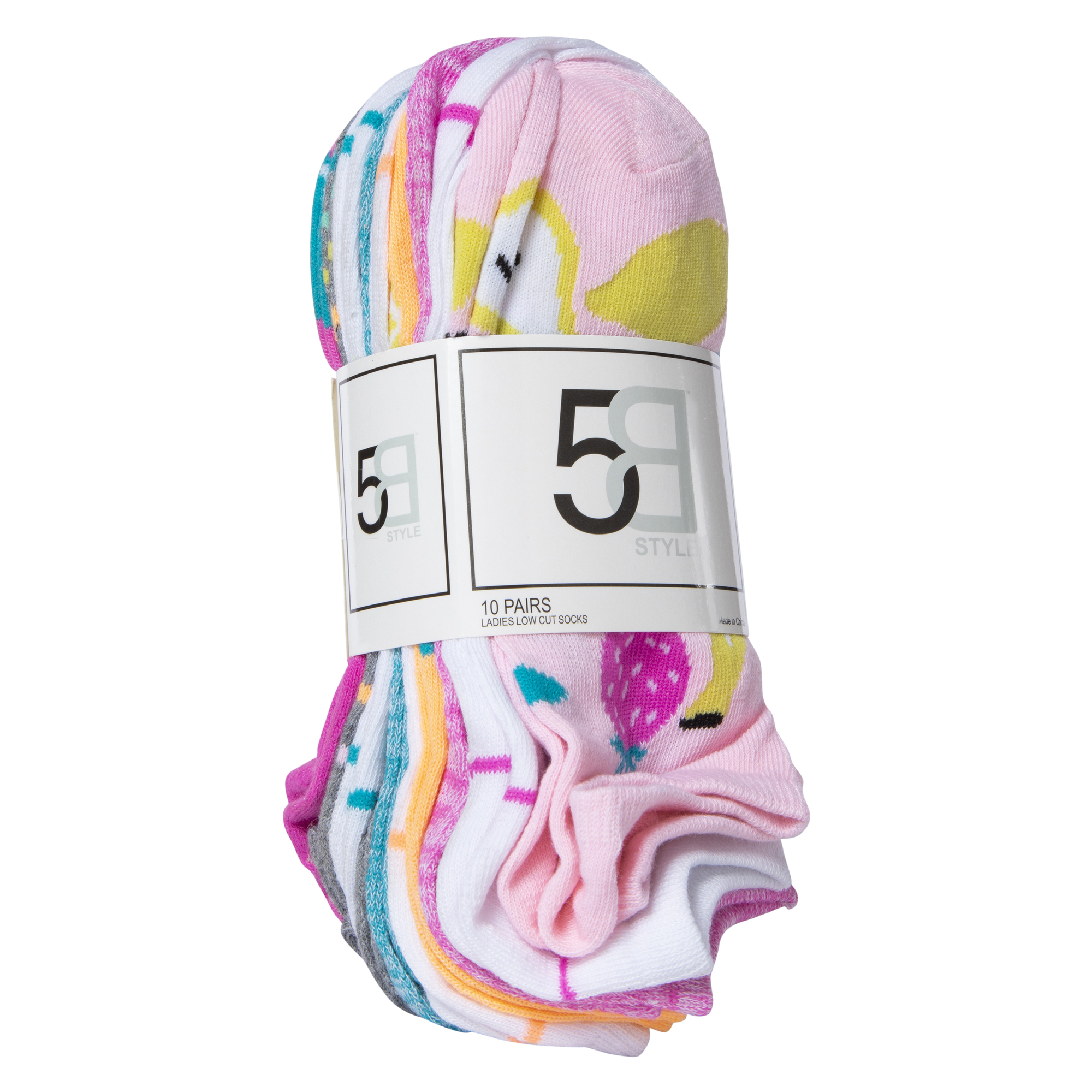 Ladies Fruit Print Ankle Socks 10-Pack