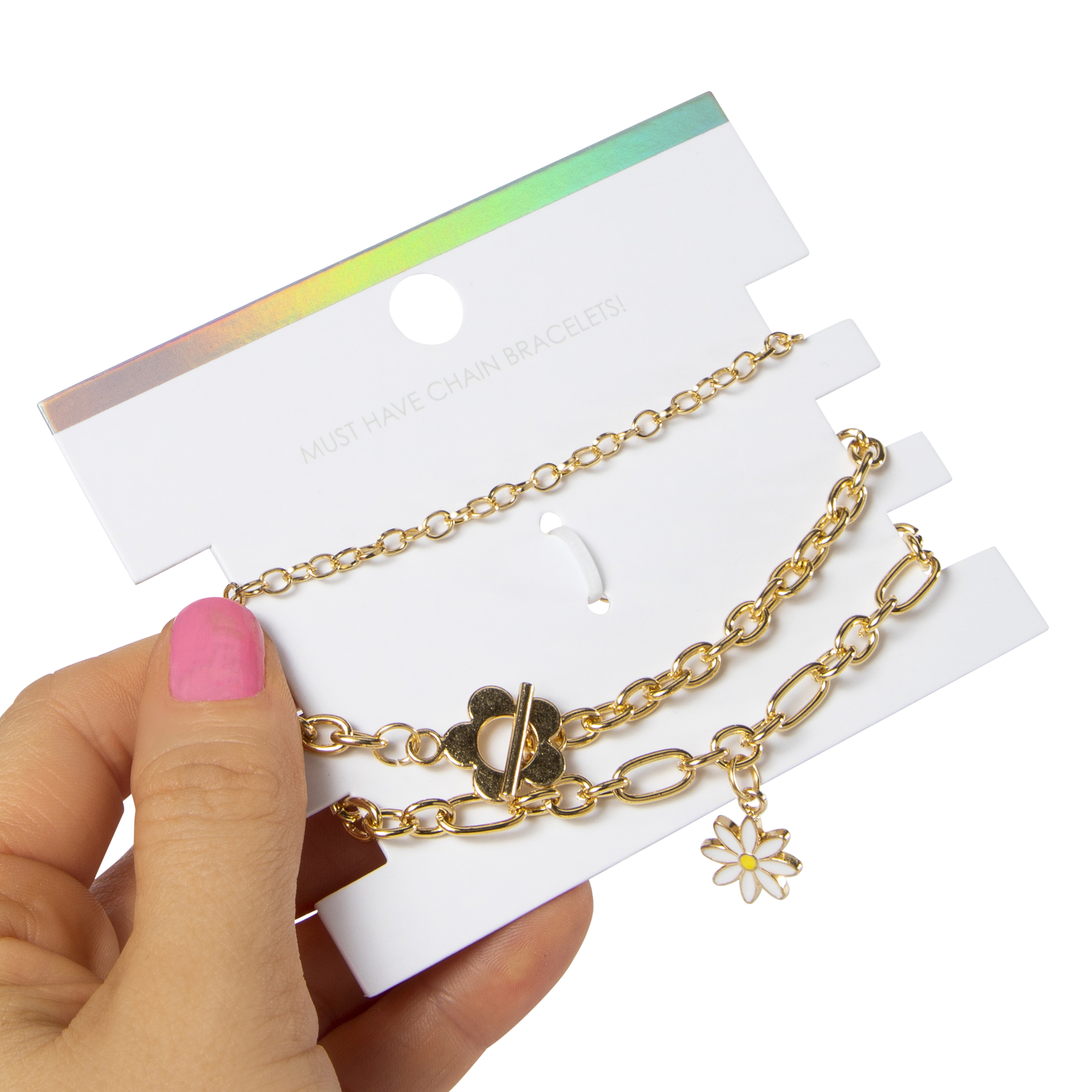 Daisy Charm 3-Piece Gold Bracelets Set