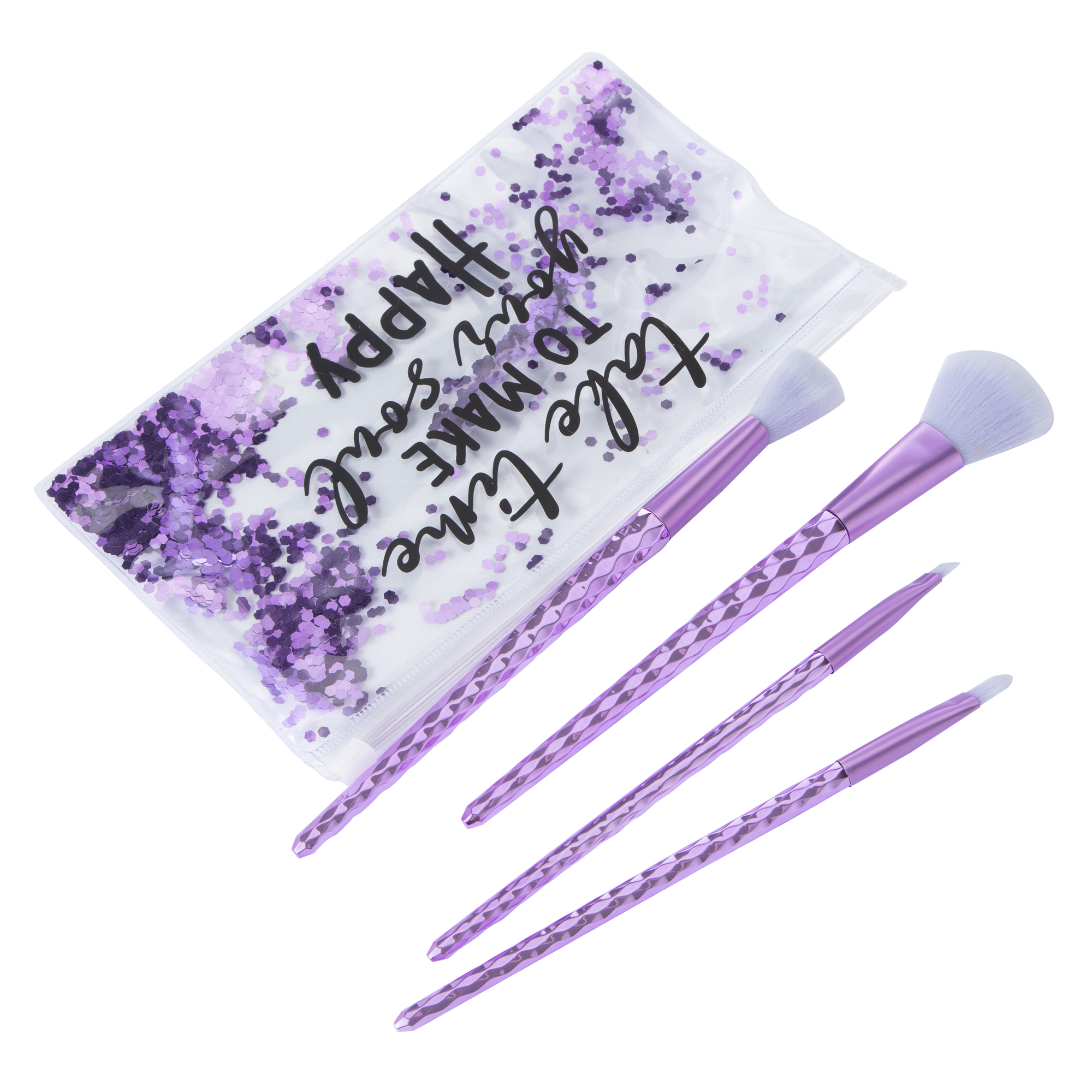 Makeup Brushes & Travel Pouch 5-Piece Set - Make Your Soul Happy