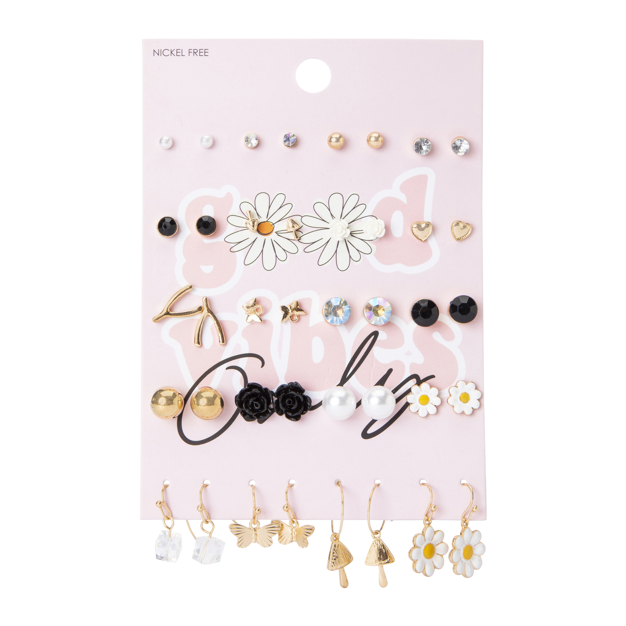 Good Vibes Only' Studs & Hoop Earrings 20-Pair Set