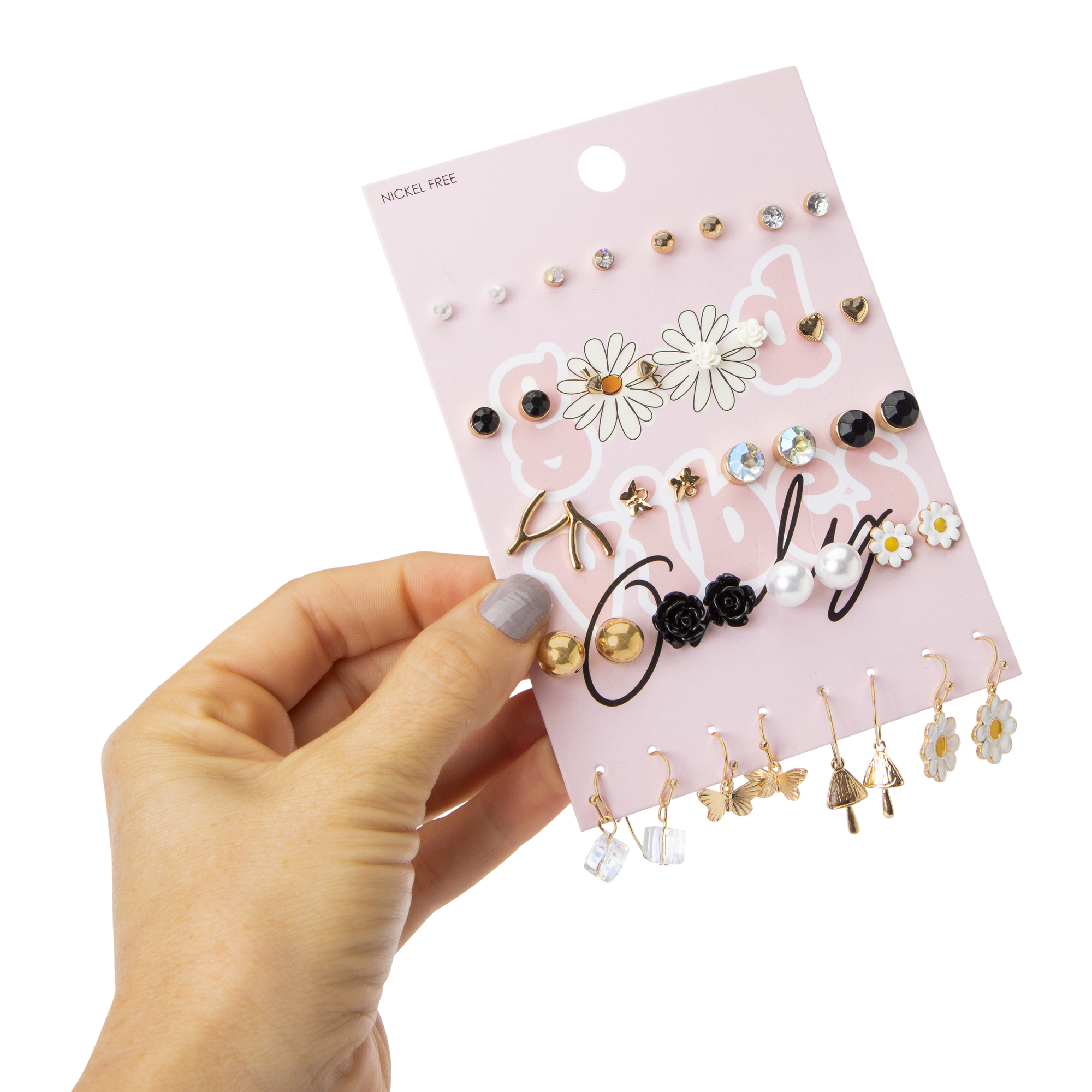 Good Vibes Only' Studs & Hoop Earrings 20-Pair Set