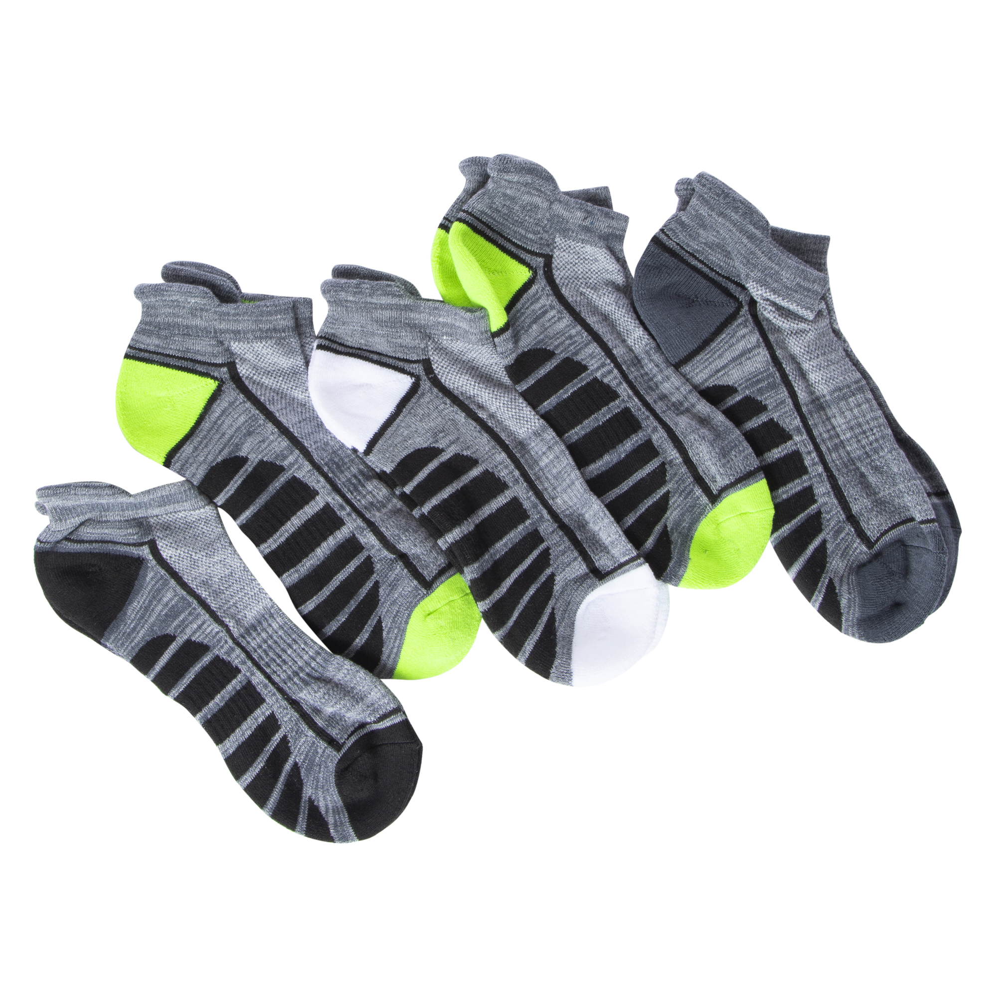 Series-8 Fitness™ Men's Low-Cut Performance Socks, Black & Gray 5-Pack