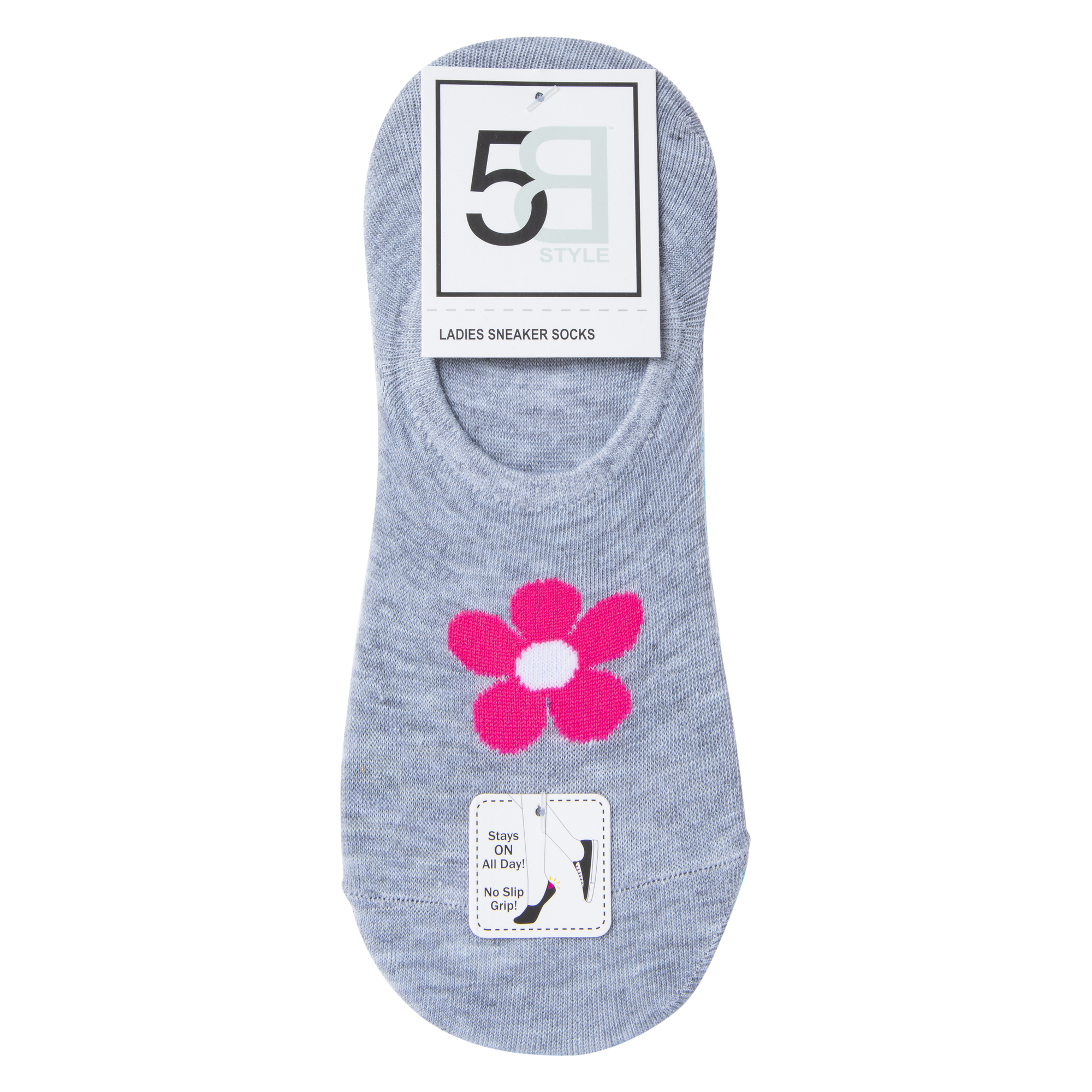 5-Pack Ladies Sneaker Socks - Flower