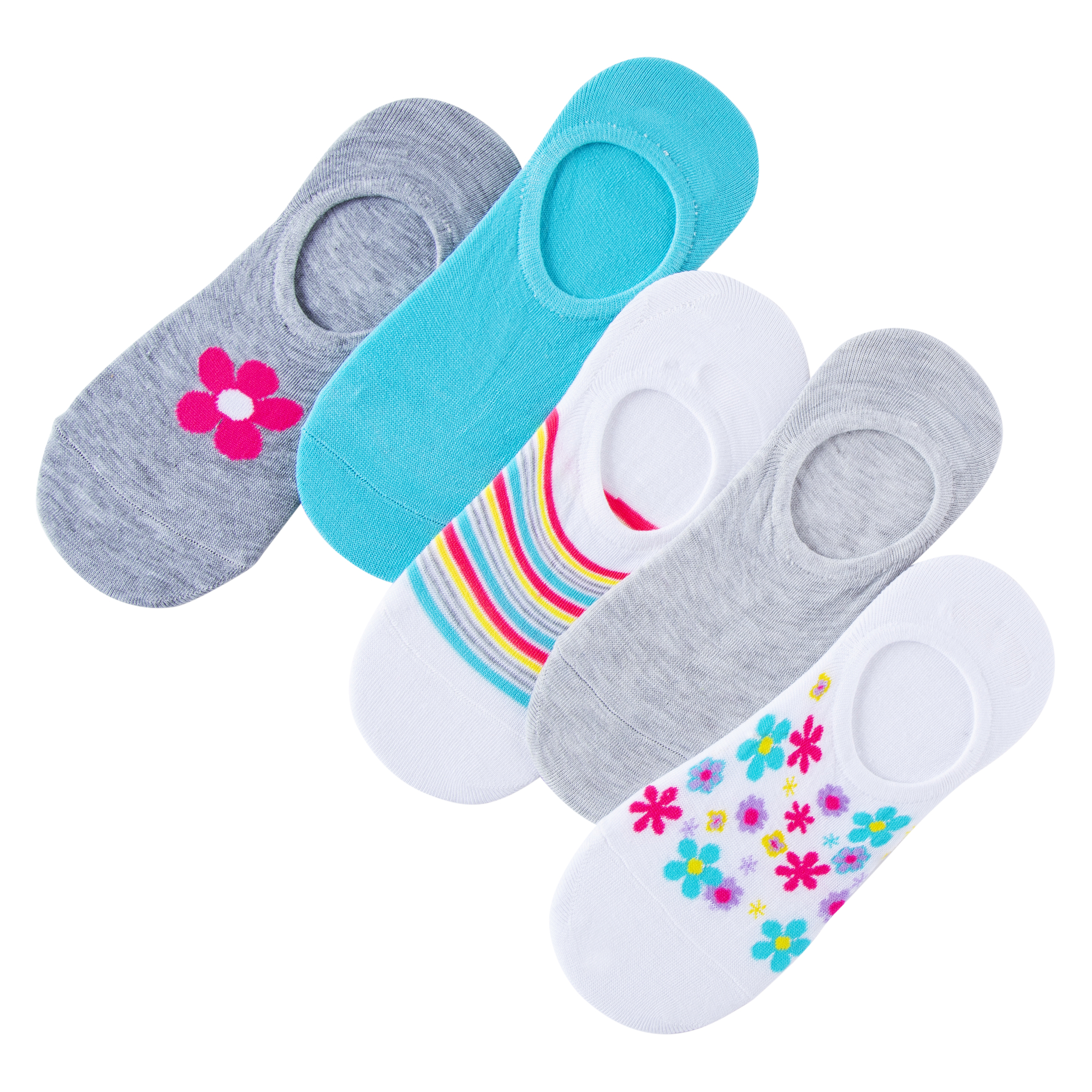 5-Pack Ladies Sneaker Socks - Flower