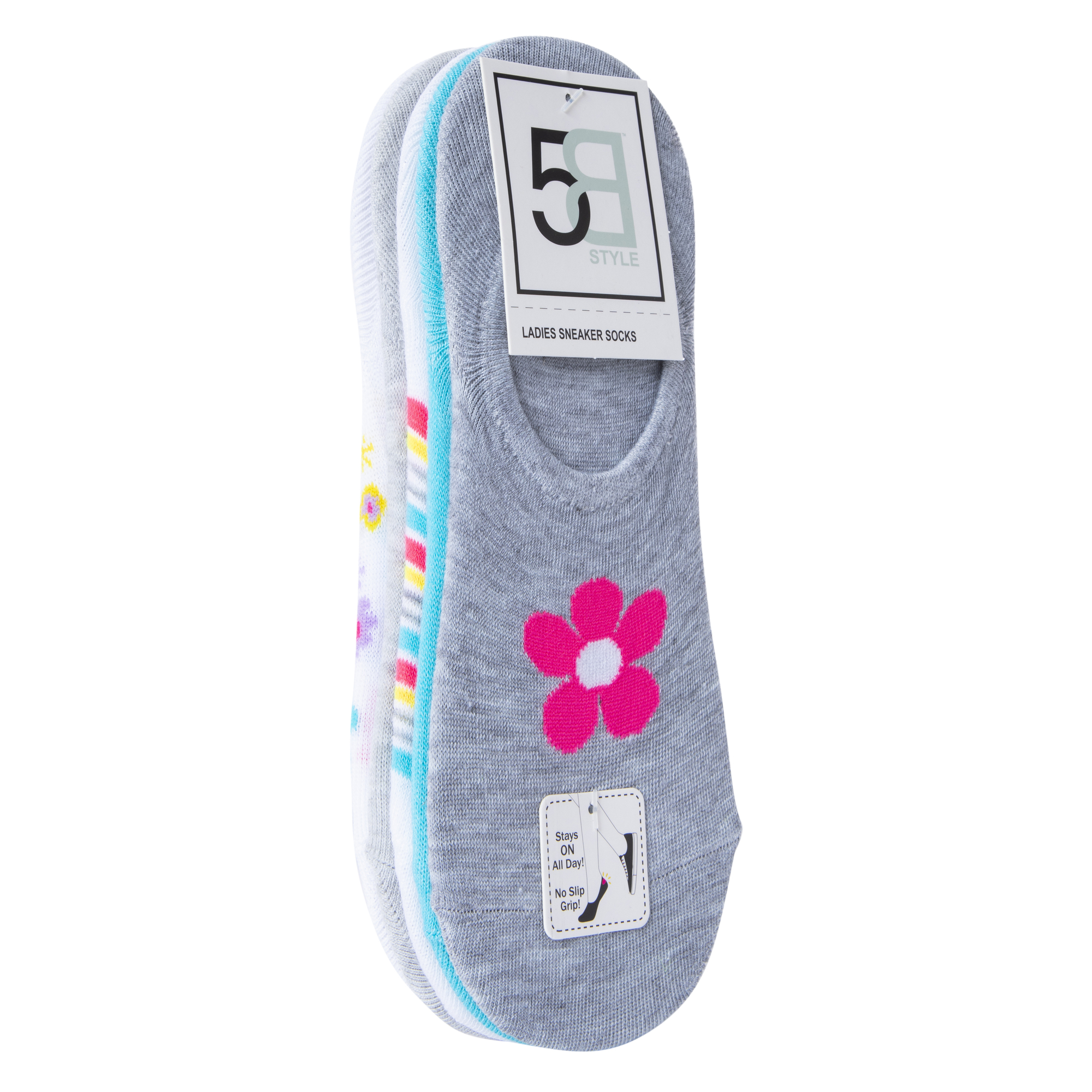 5-Pack Ladies Sneaker Socks - Flower