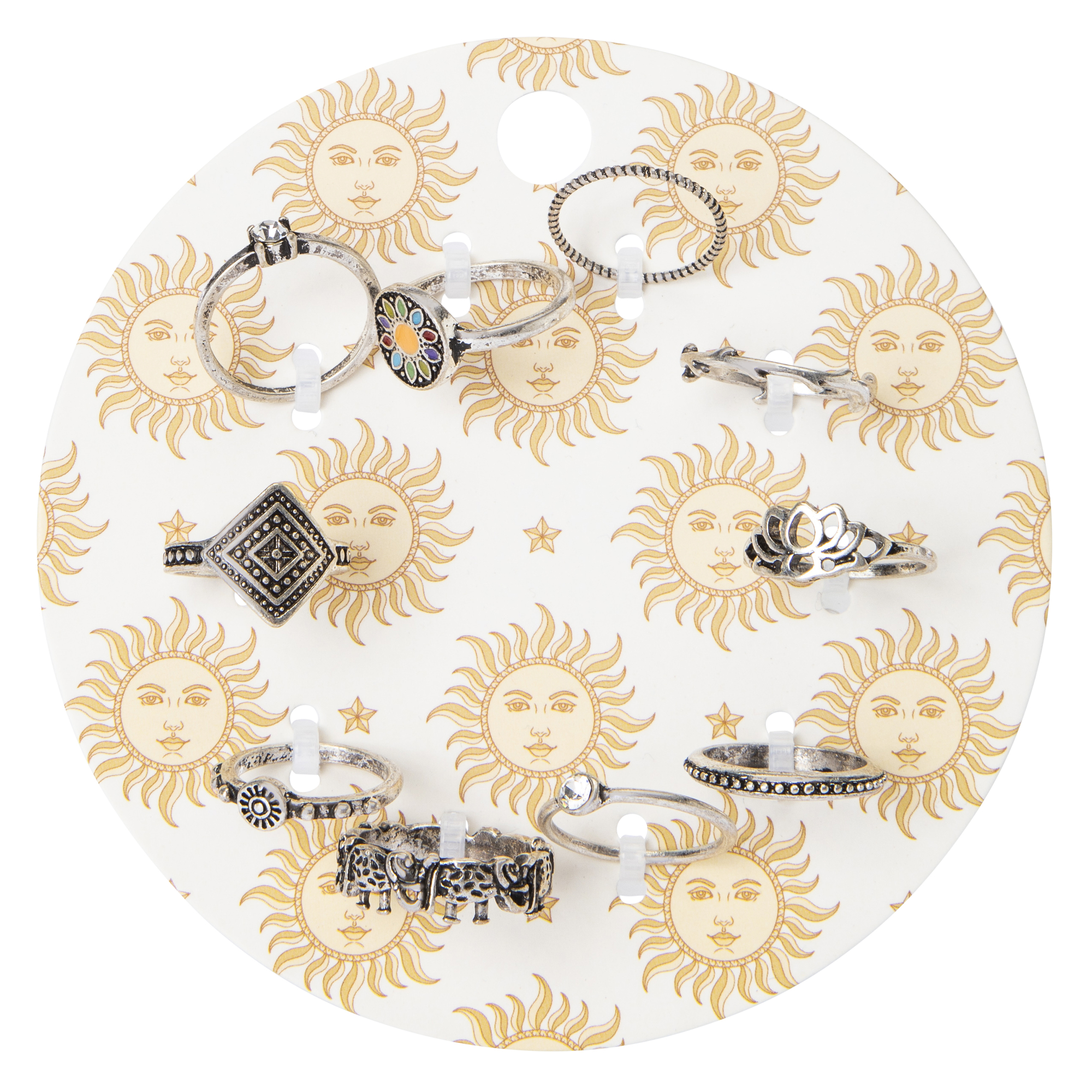 10-Count Boho Silver Rings Jewelry Set