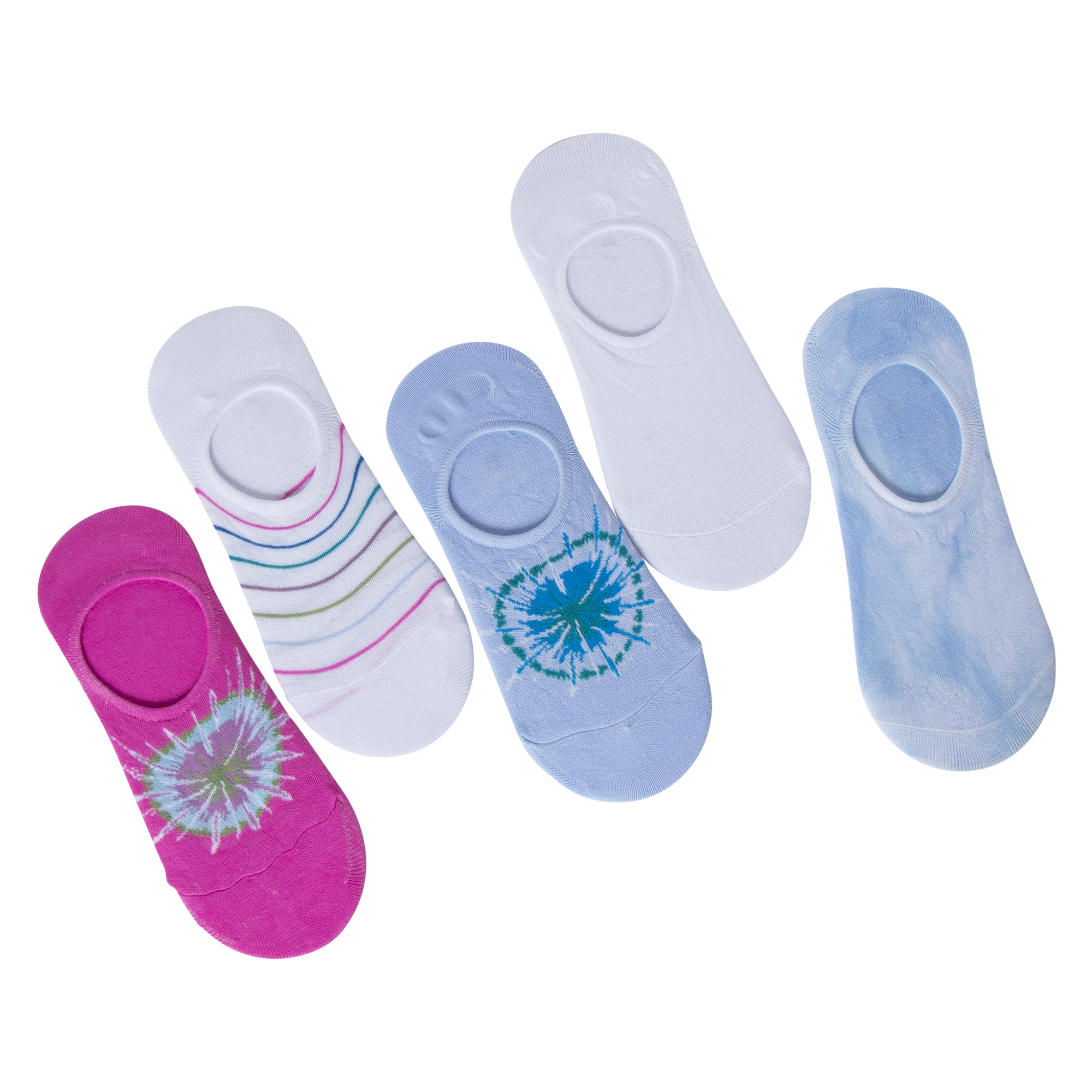 Ladies Tie Dye No-Show Socks 5-Pack