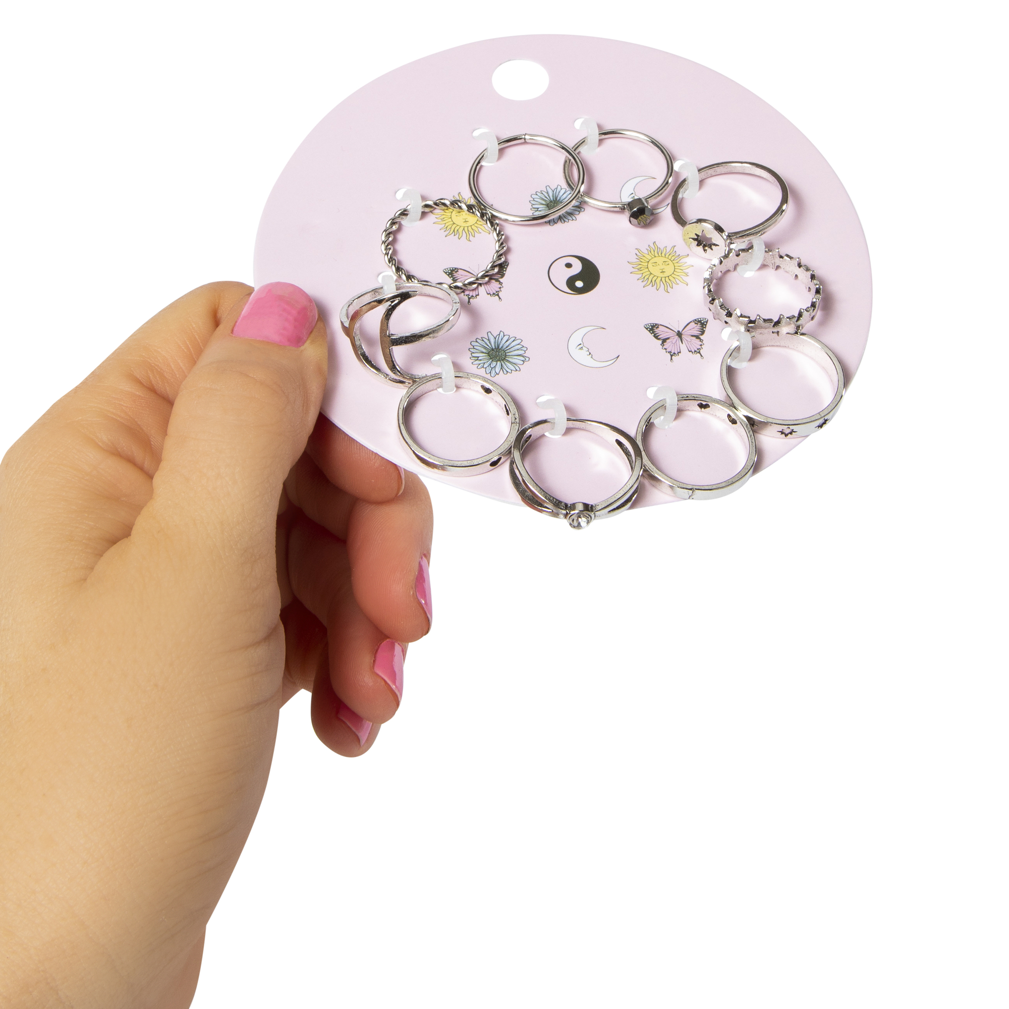 Celestial Yin-Yang 10-Piece Silver Ring Set