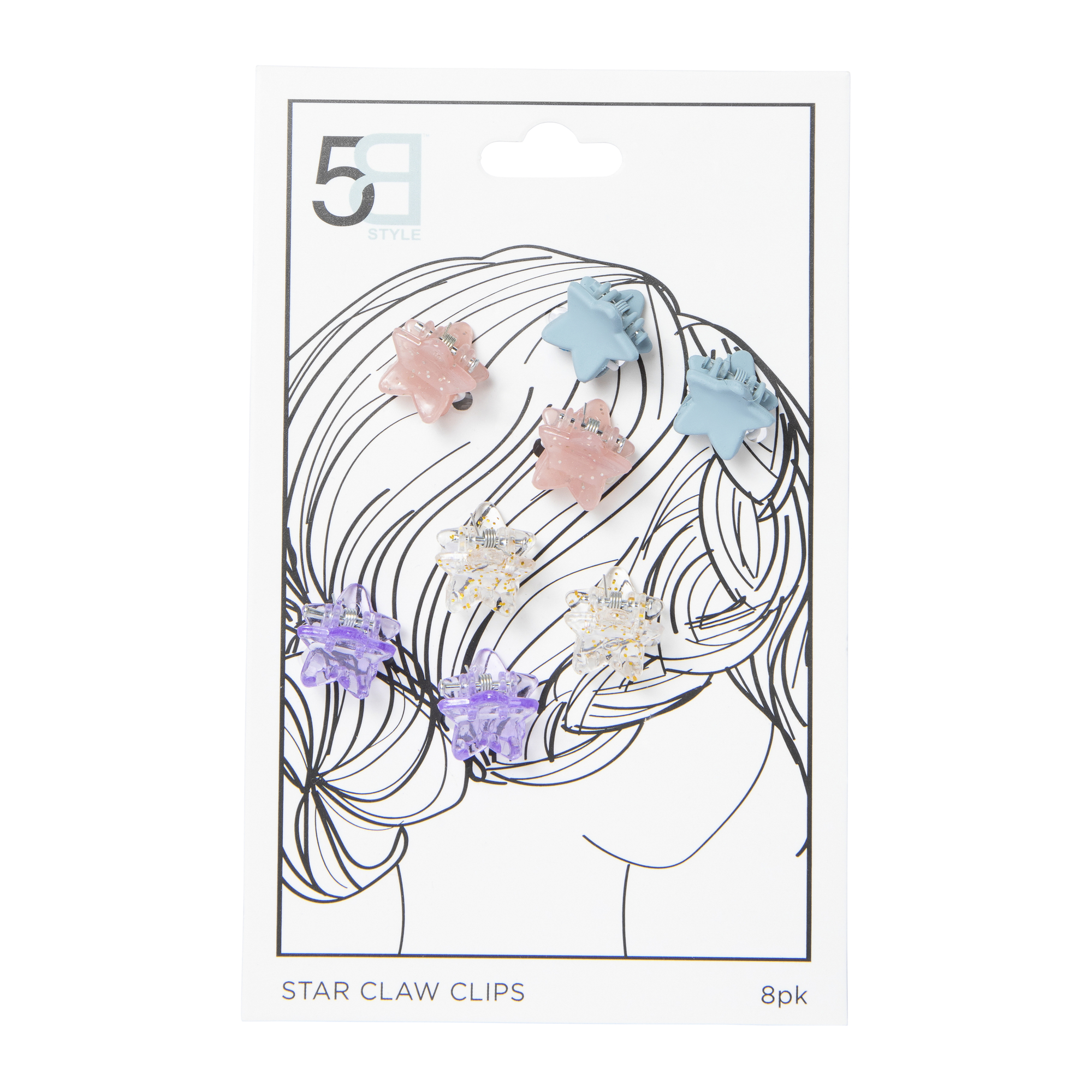 Mini Star Claw Clips 8-Count