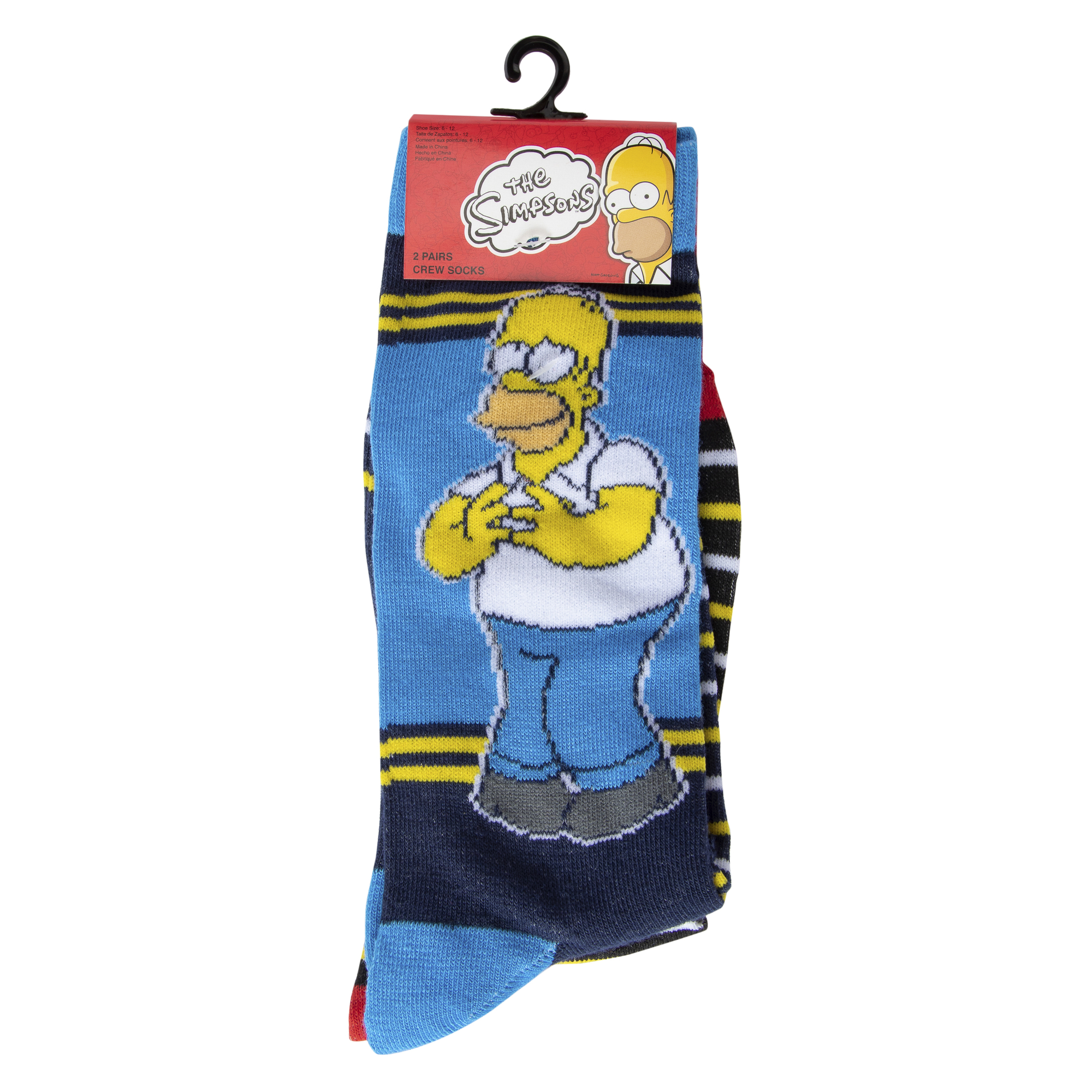 2-Pack The Simpsons™ Young Men's Crew Socks - Homer & Bart Stripe