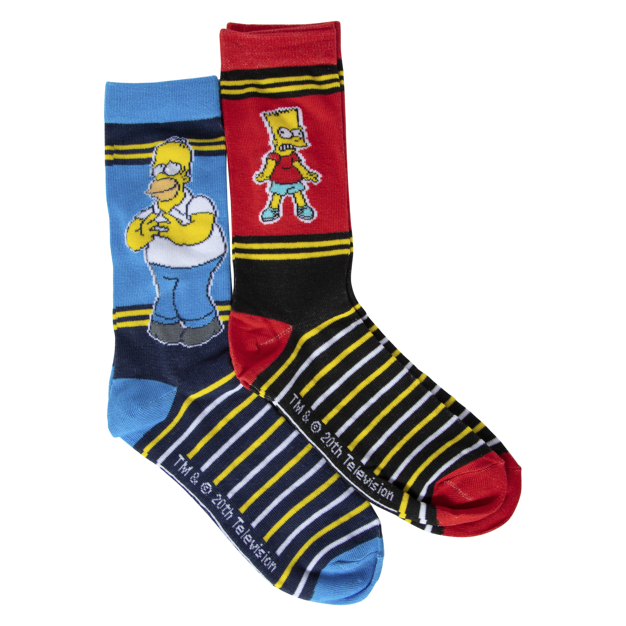 2-Pack The Simpsons™ Young Men's Crew Socks - Homer & Bart Stripe