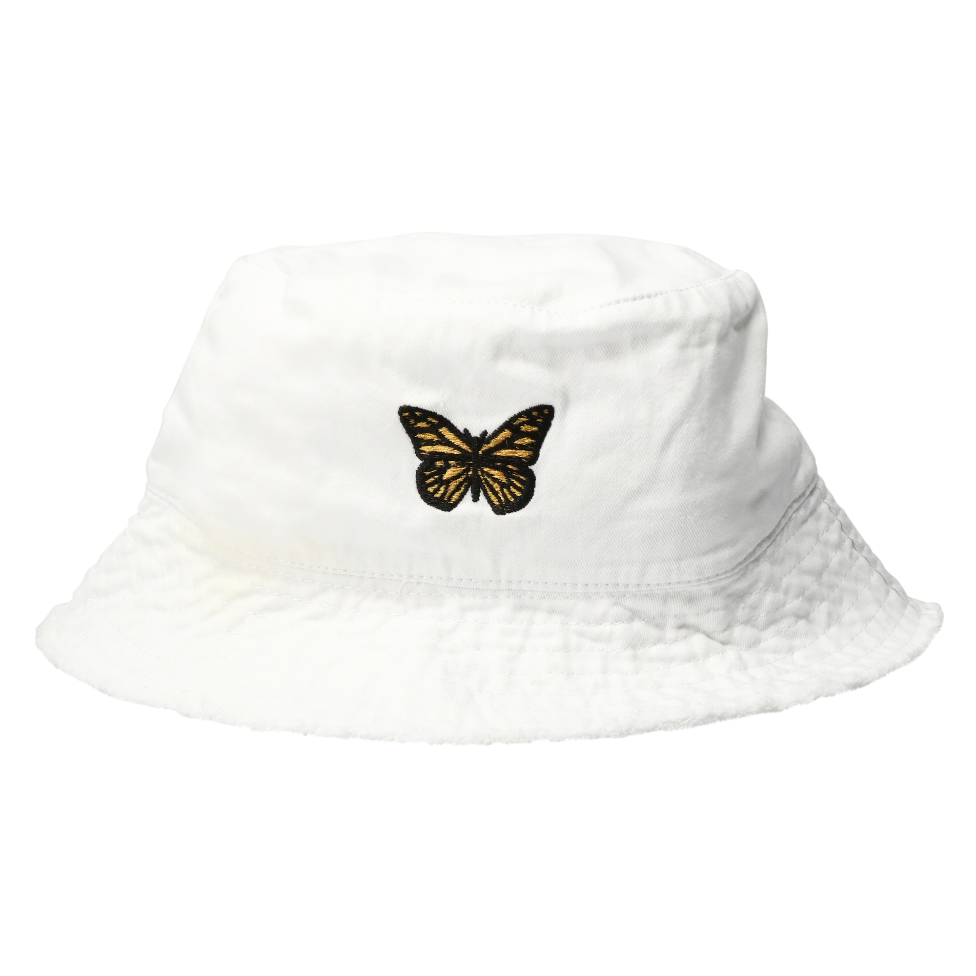 Frayed Edge Bucket Hat With Embroidered Icon