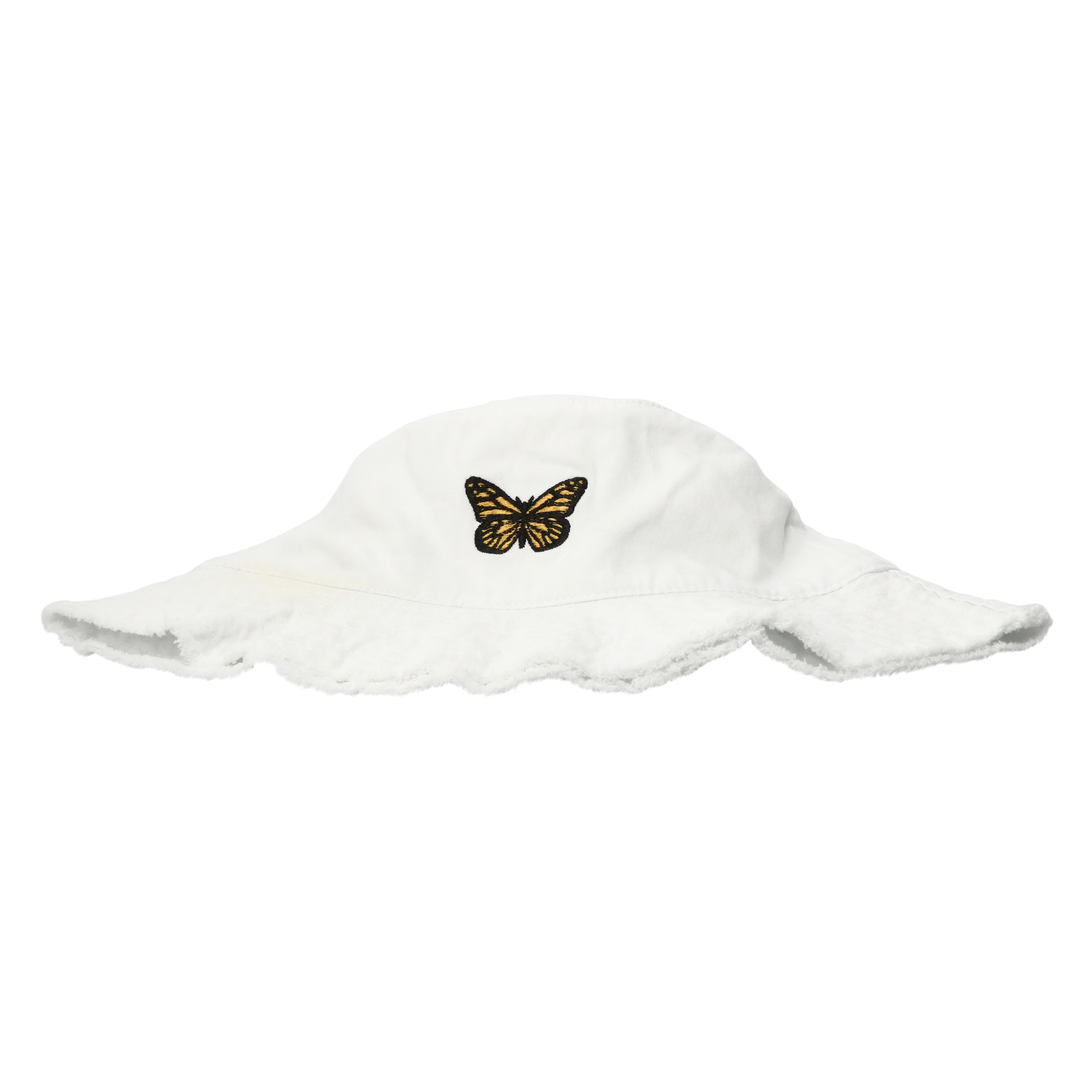 Frayed Edge Bucket Hat With Embroidered Icon