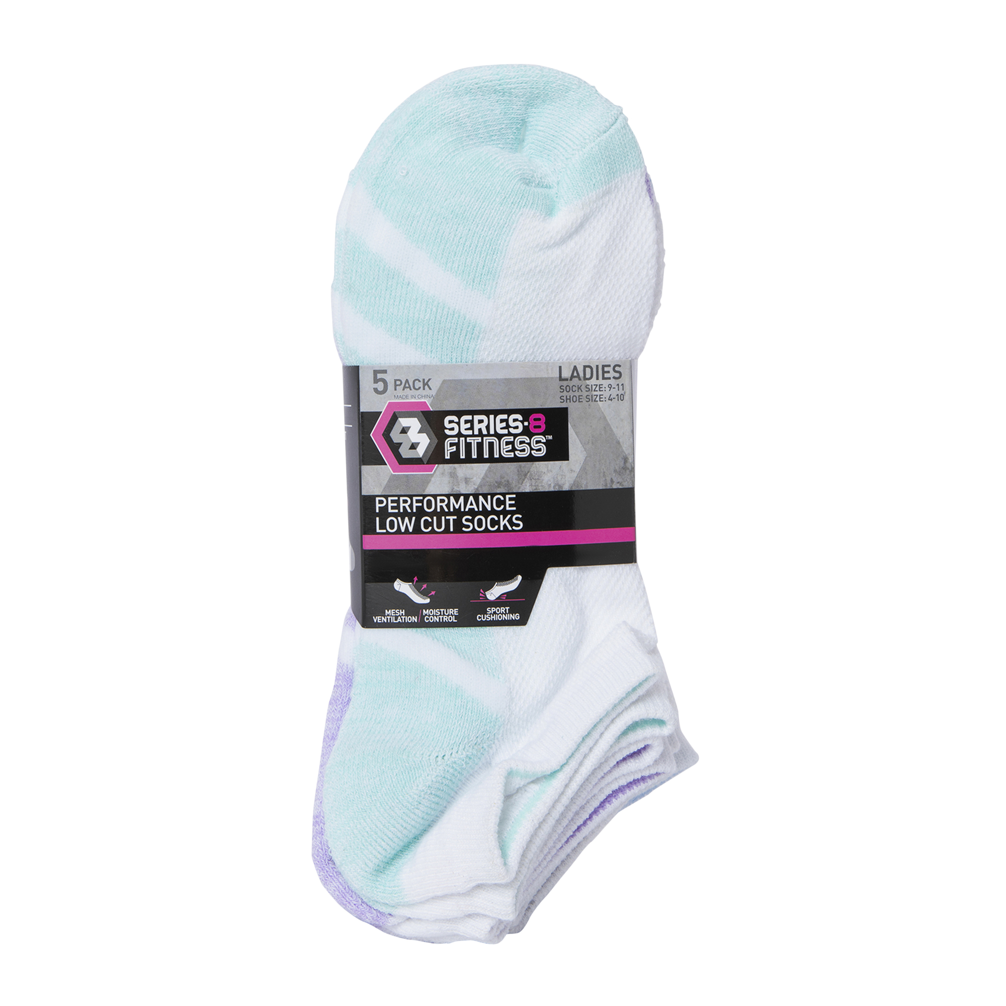 5-Pack Series 8 Fitness™ Ladies Performance Low-Cut Socks - Stripes