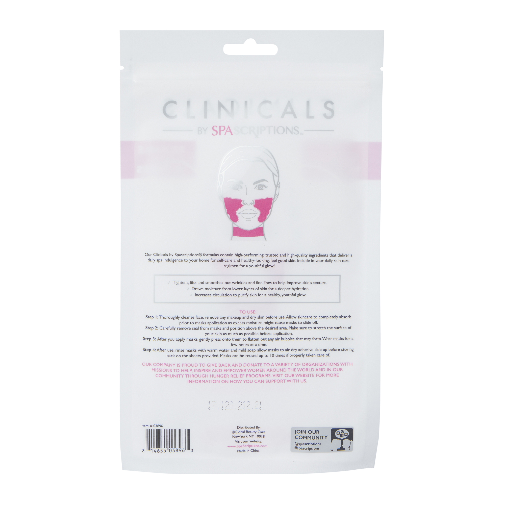 Clinicals By Spascriptions™ Reusable Anti-Wrinkle Silicone Mask Set - Neck & Smile Lines