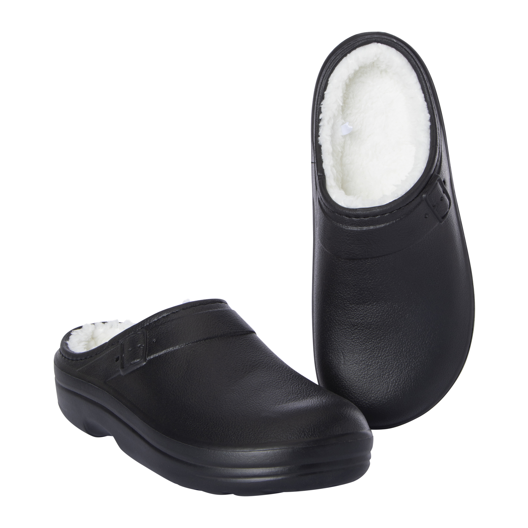 Ladies Black Sherpa-Lined Eva Clogs