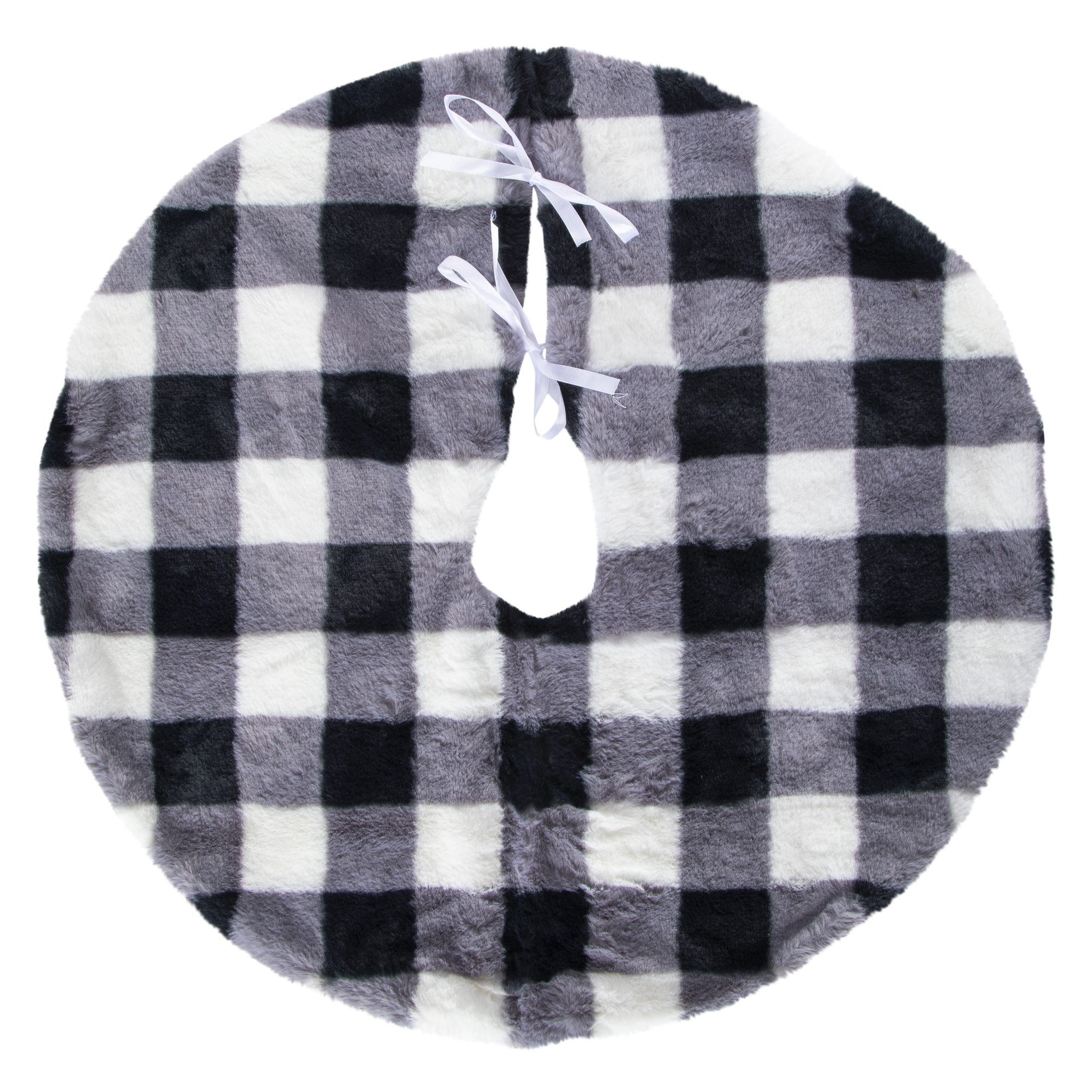 Faux Fur Buffalo Plaid Tree Skirt 24in