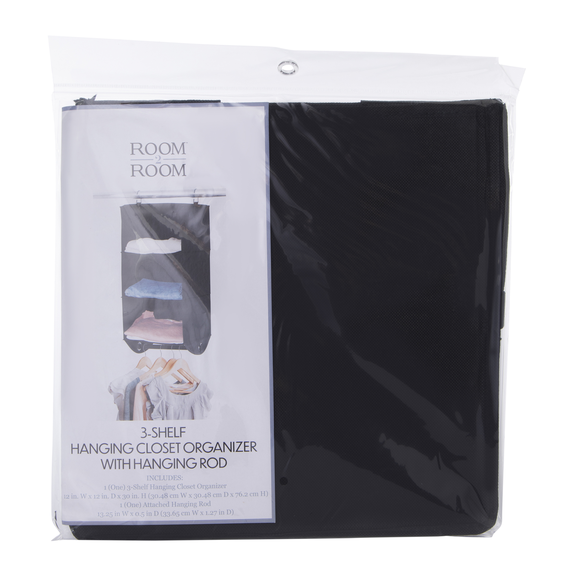 3-Shelf Hanging Closet Organizer w/Rod