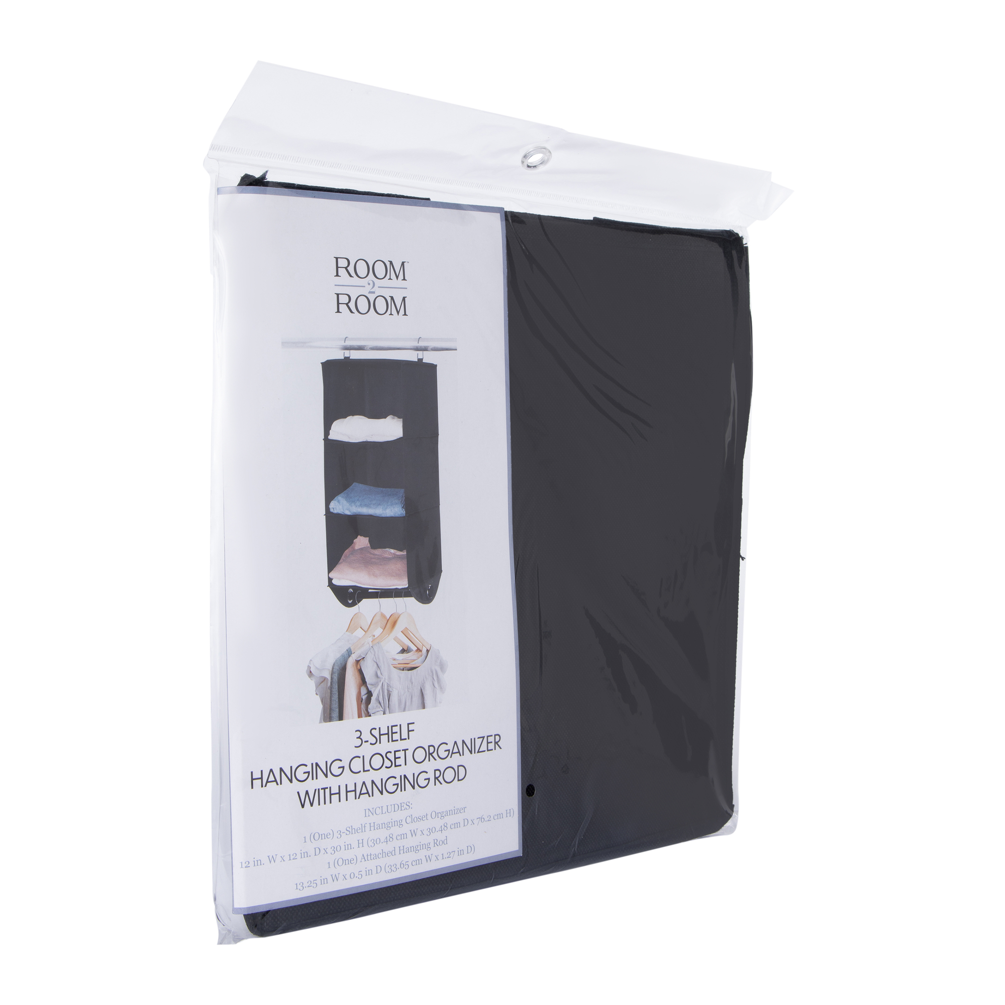 3-Shelf Hanging Closet Organizer w/Rod