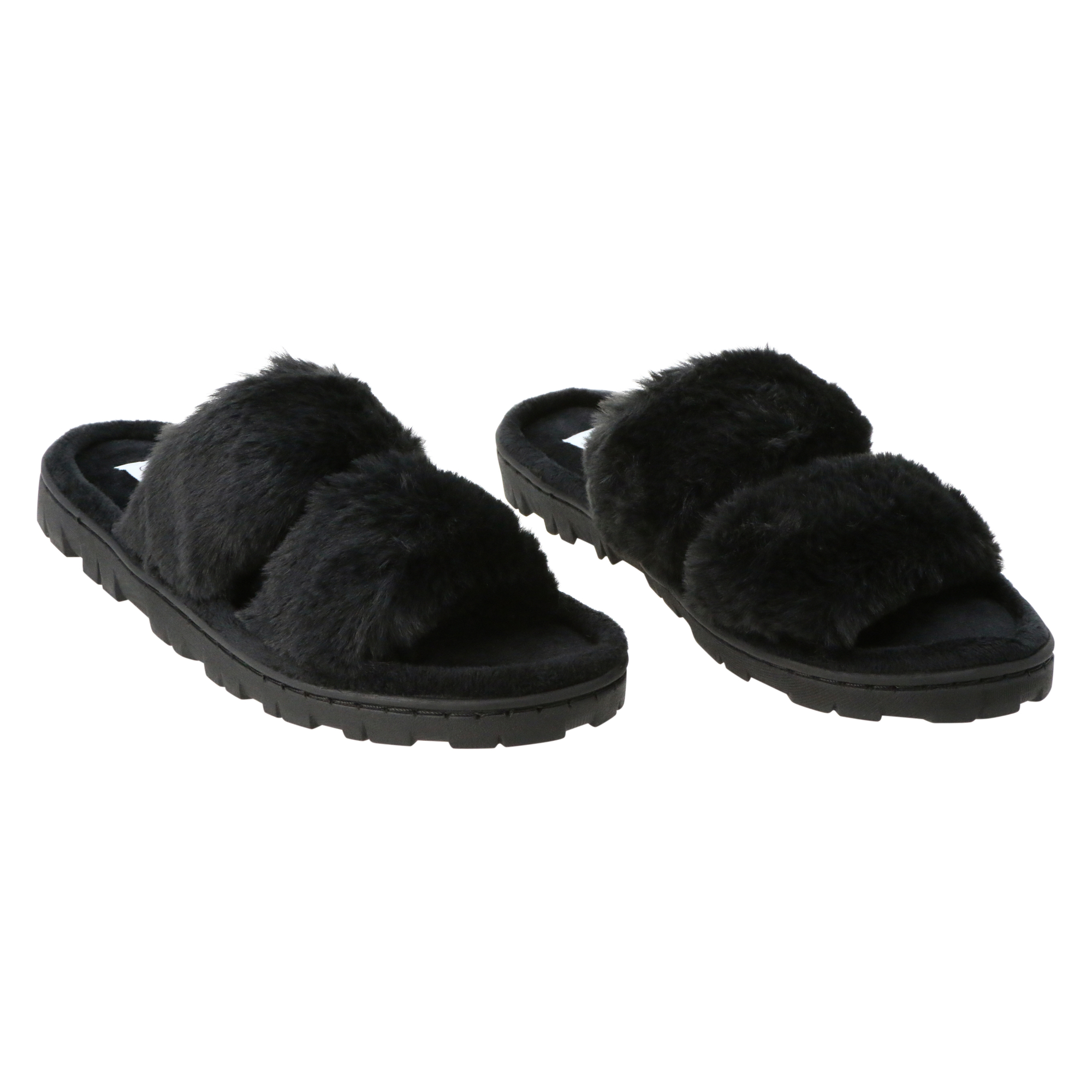 Faux Fur Double Band Slippers