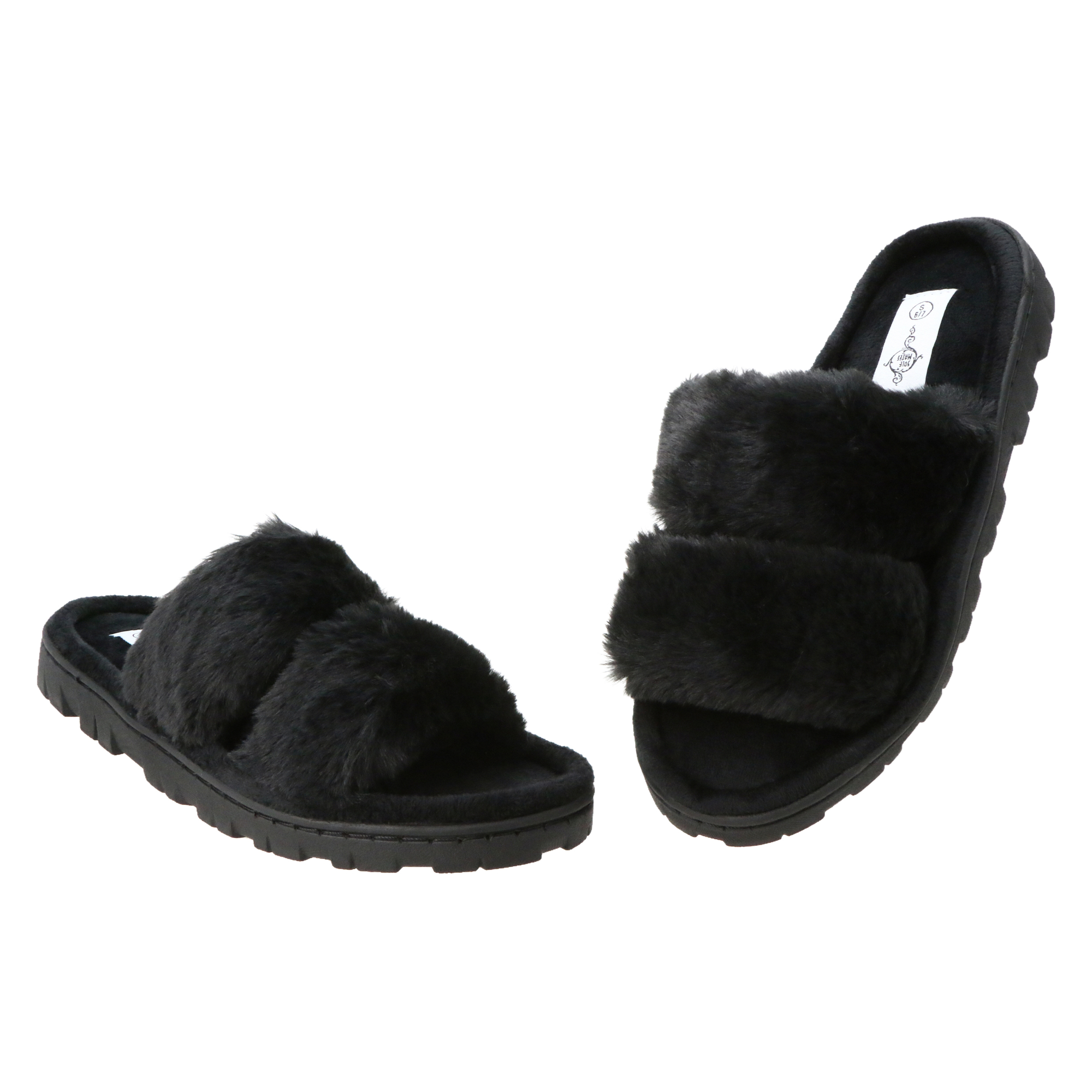 Faux Fur Double Band Slippers