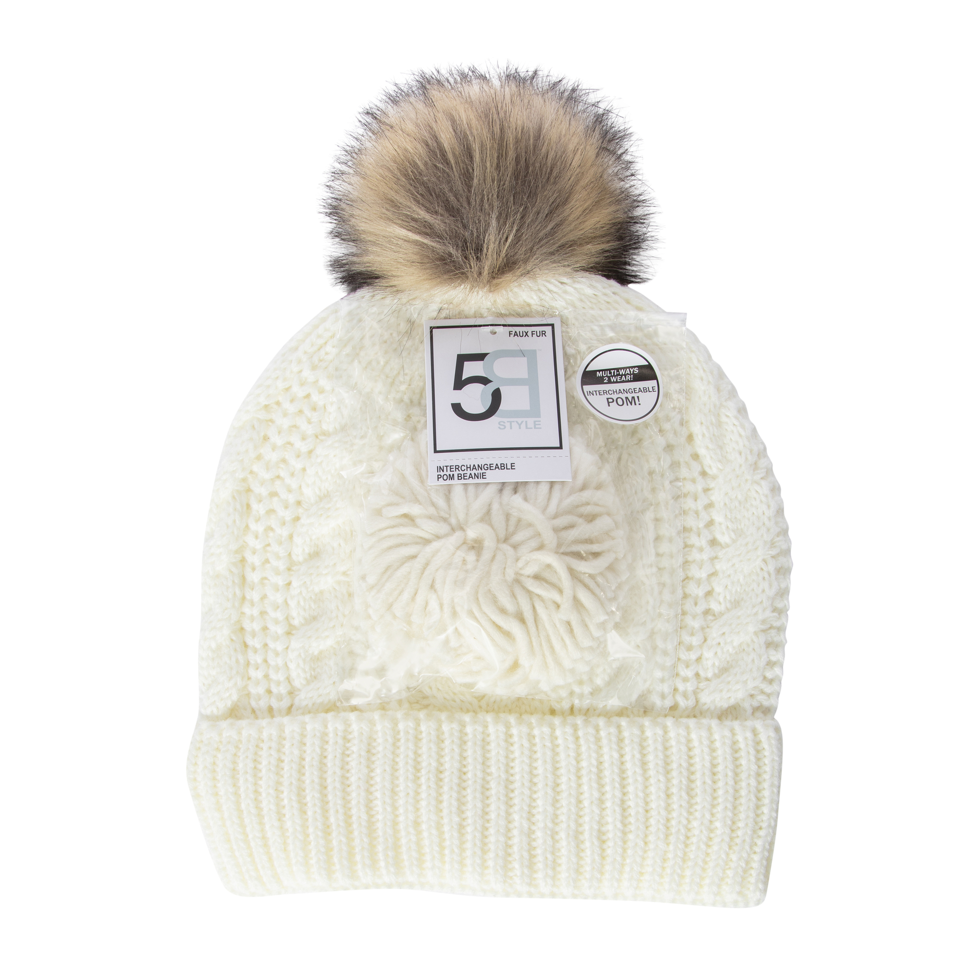 interchangeable Pom Beanie 3-Piece Set