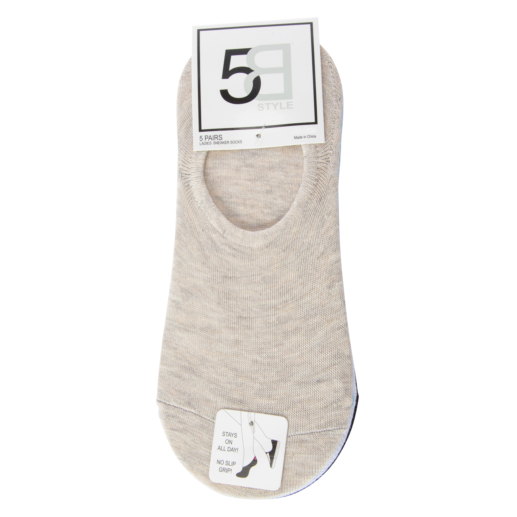 5-Pack Ladies No-Show Sneaker Socks - Solid