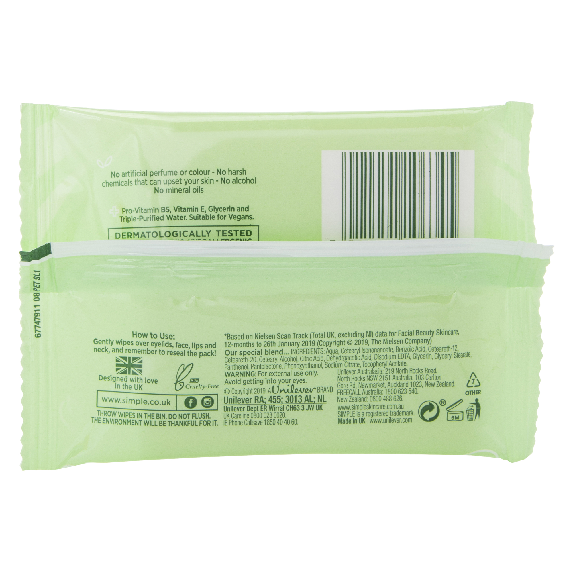 Simple® Cleansing Wipes 7-Count